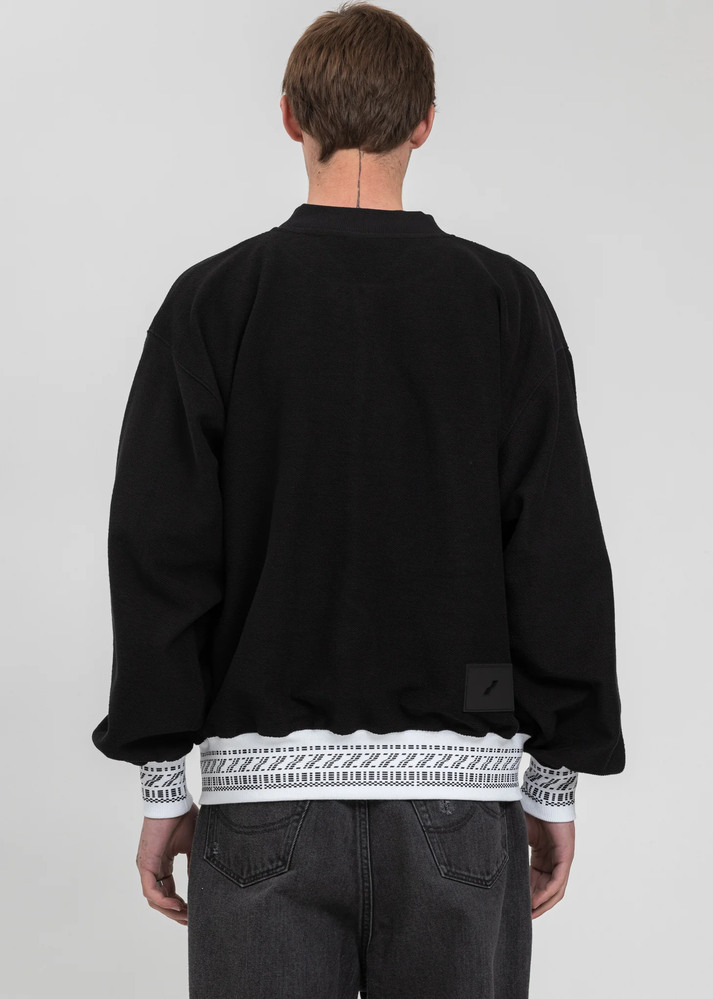 Black Cropped Washed Logo Print Jacket - Image 4