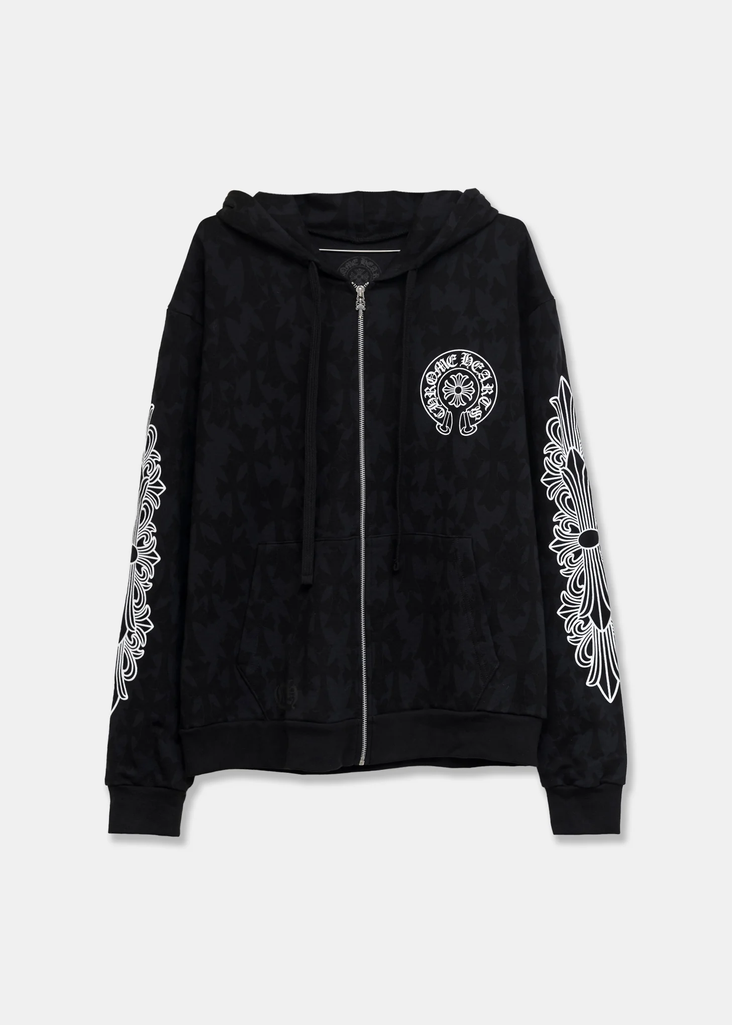 Black Cross Camo Chrome Hearts Logo Zip Up Hoodies