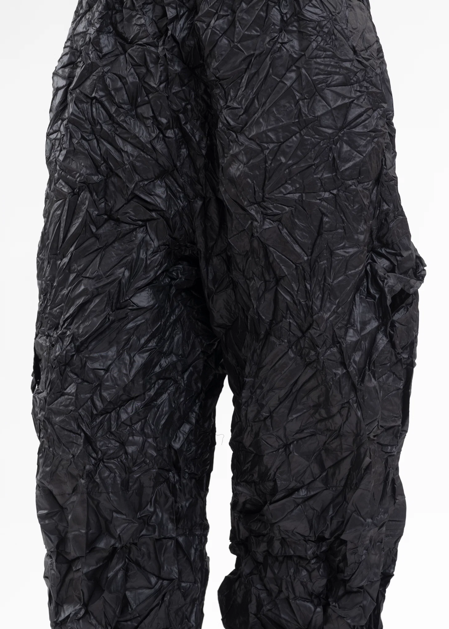BLACK CRUMPLED OVERSIZED TRACK PANTS - Image 5