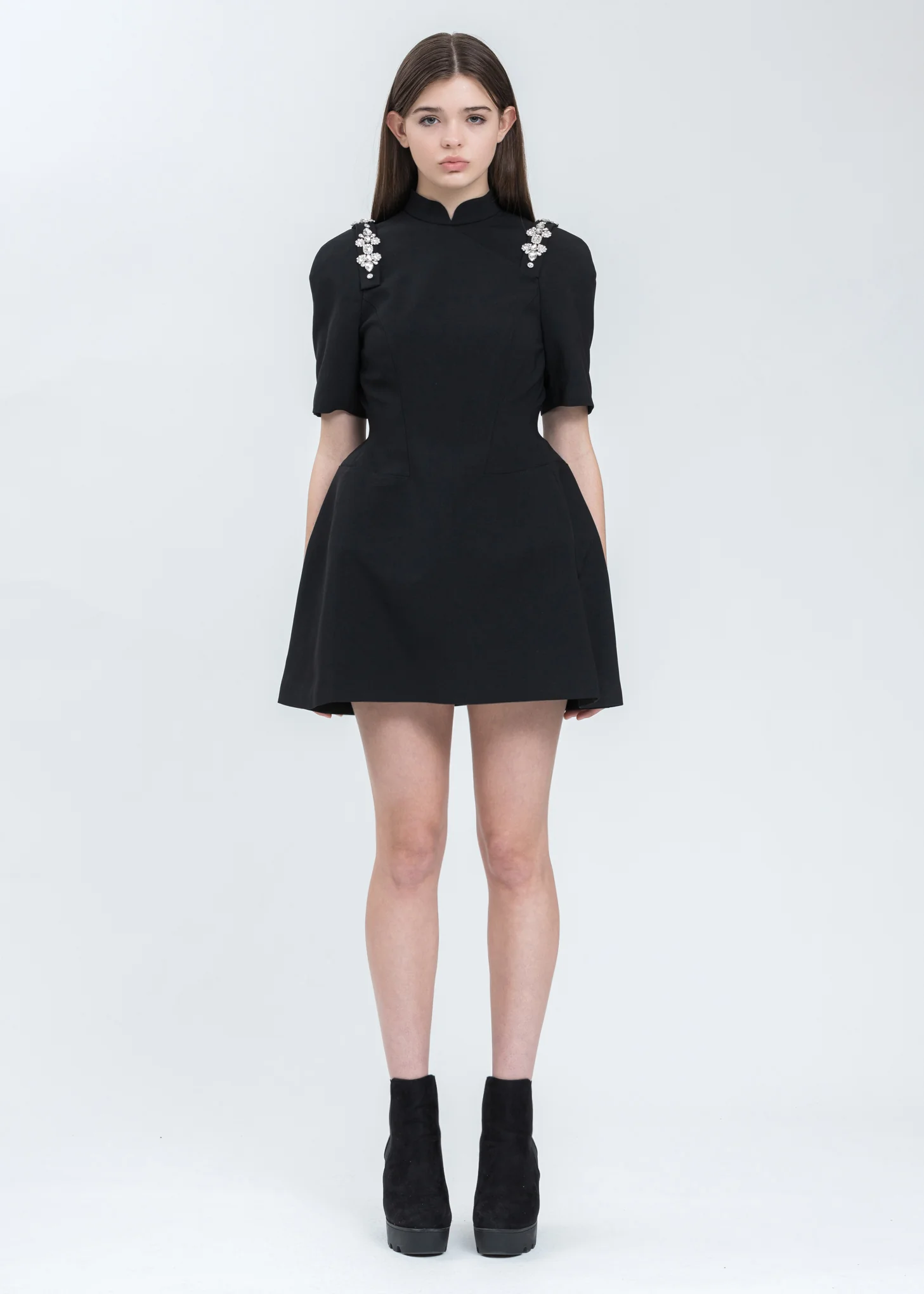 Black Crystal Qipao Dress
