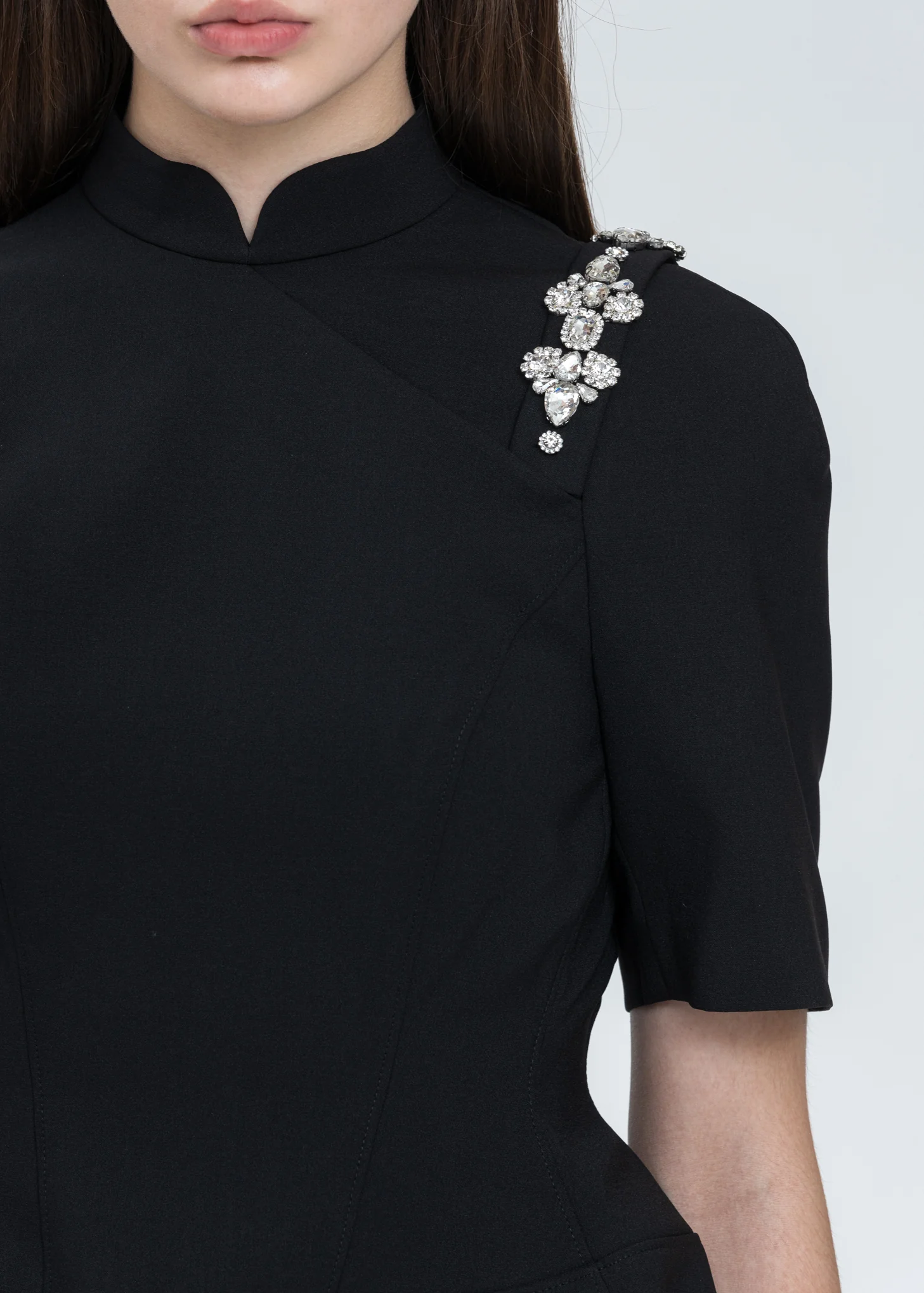 Black Crystal Qipao Dress - Image 2