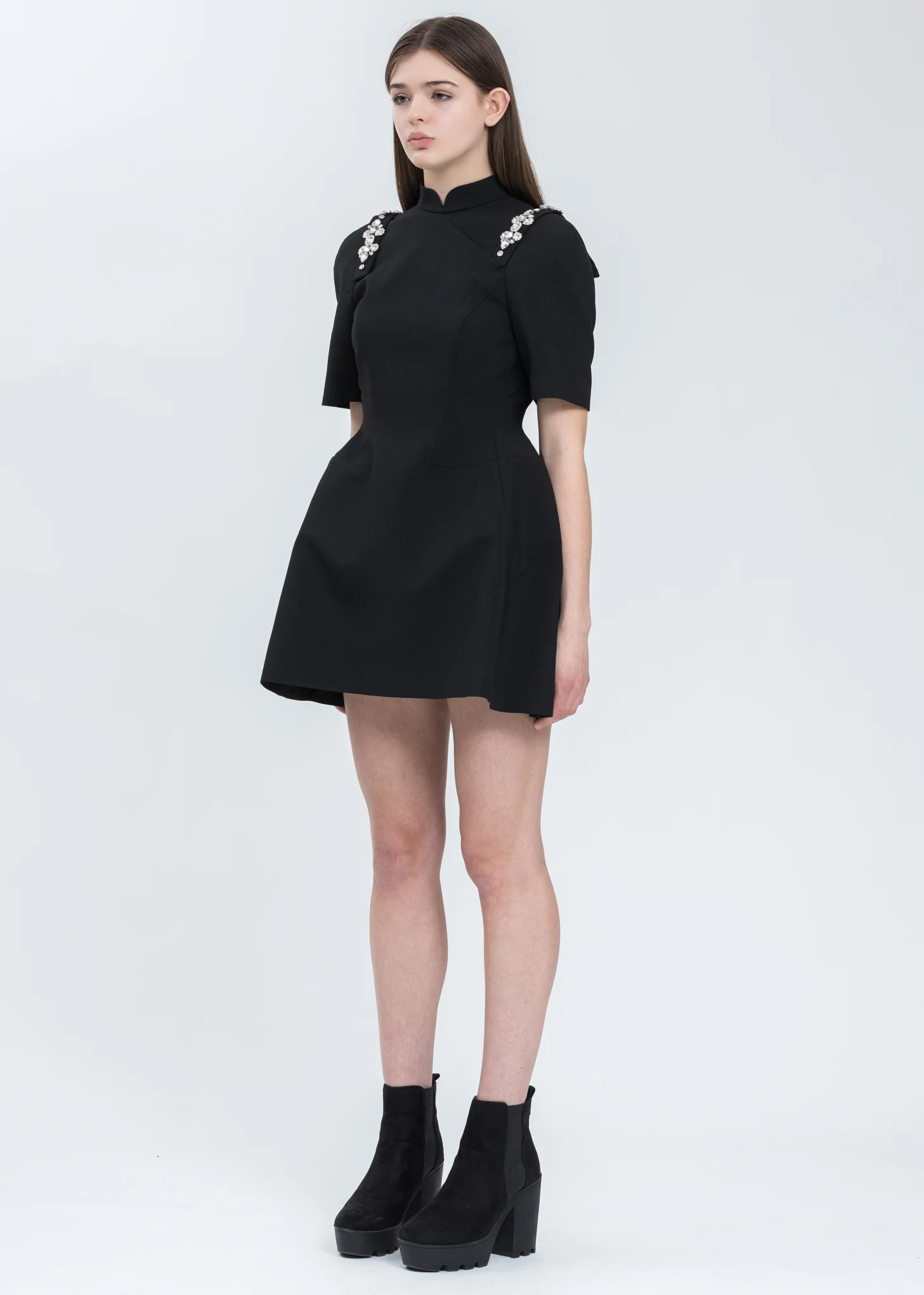Black Crystal Qipao Dress - Image 4