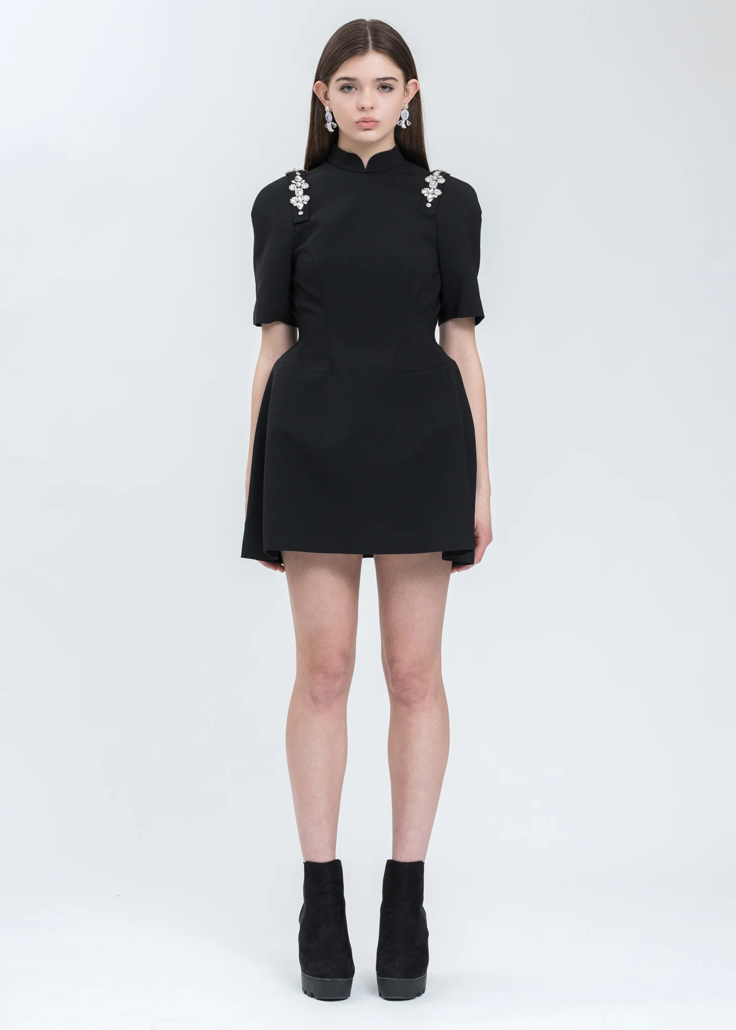 Black Crystal Qipao Dress - Image 5