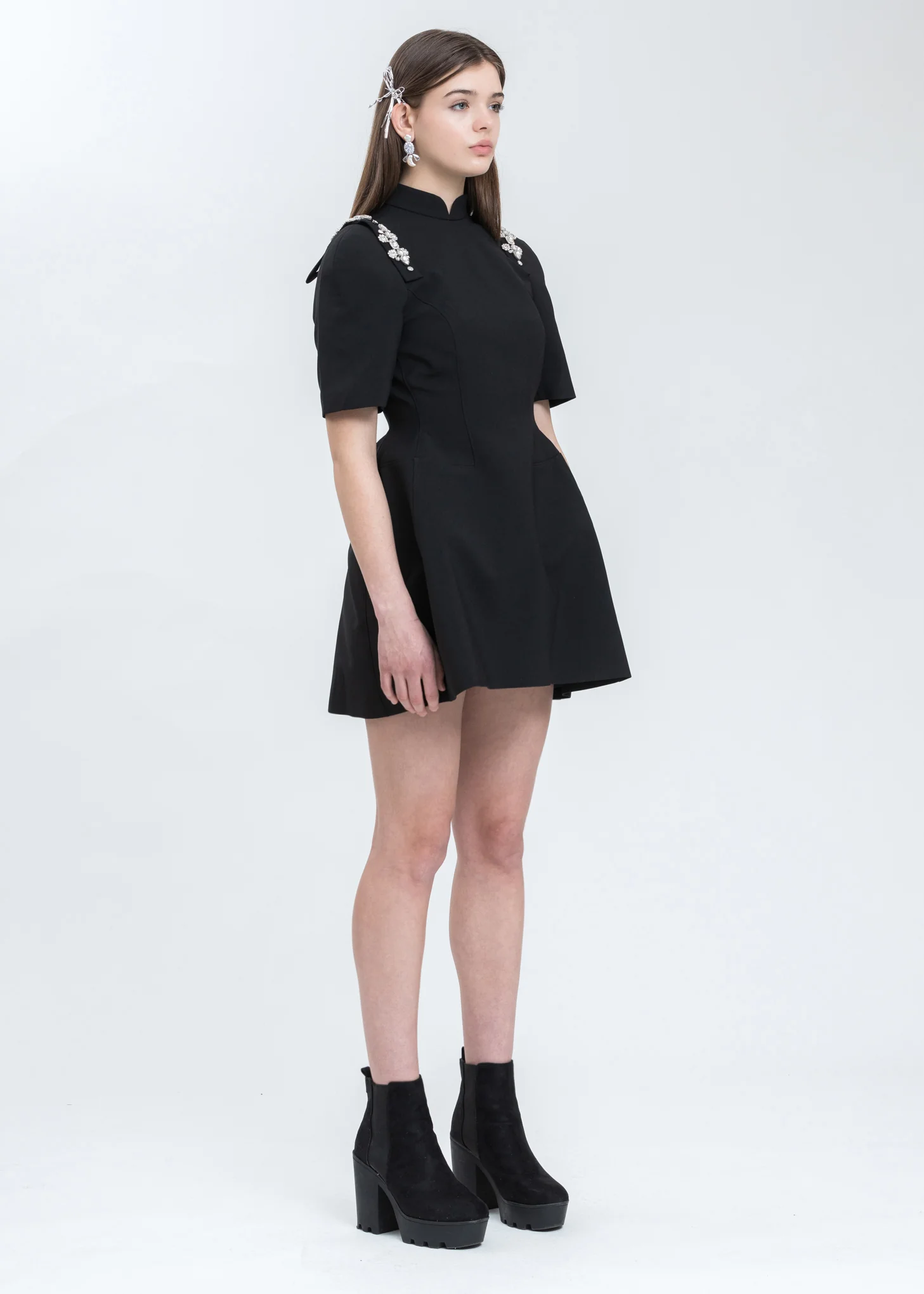 Black Crystal Qipao Dress - Image 6