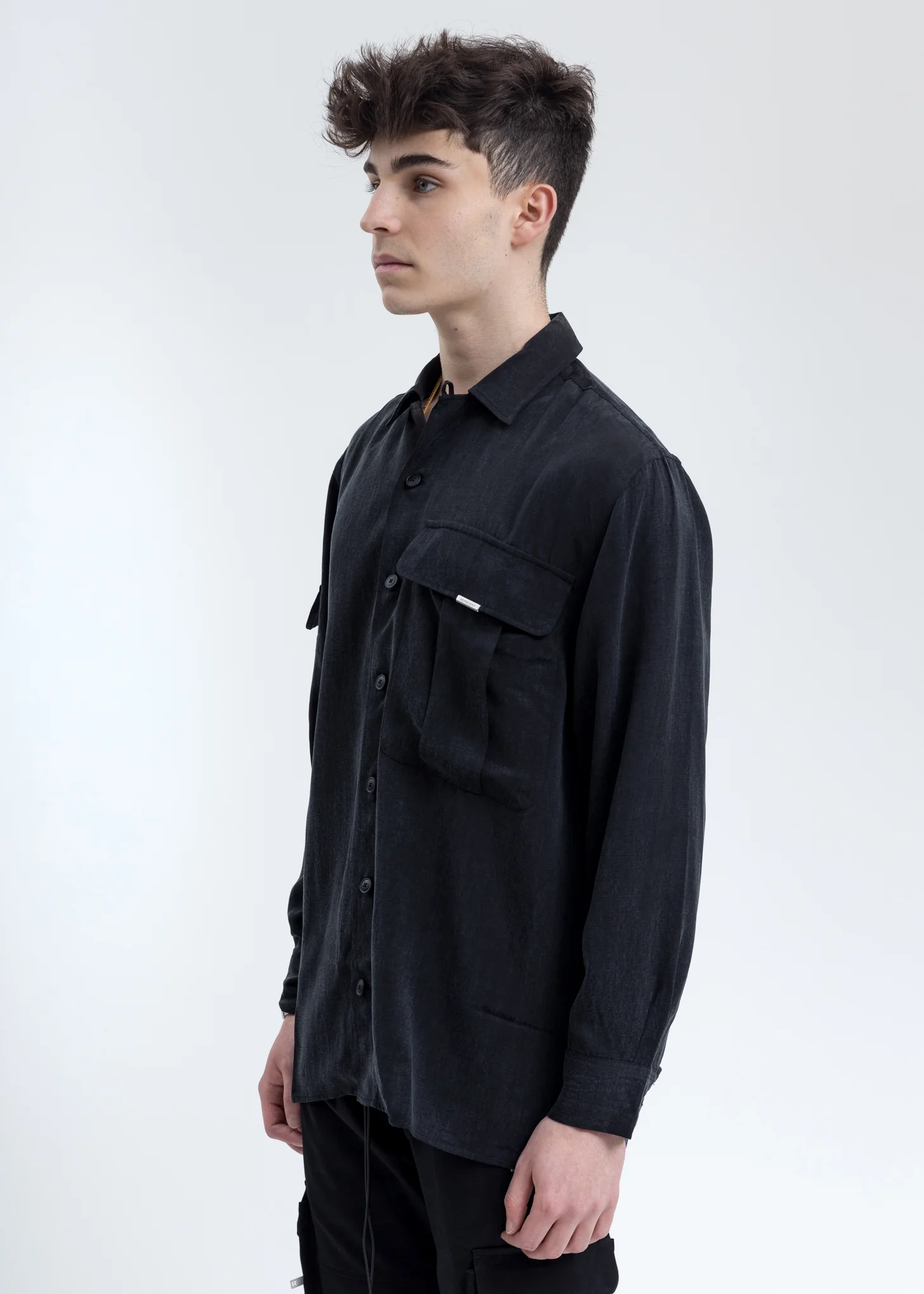 Black Cupro Dragoni Overshirt - Image 3