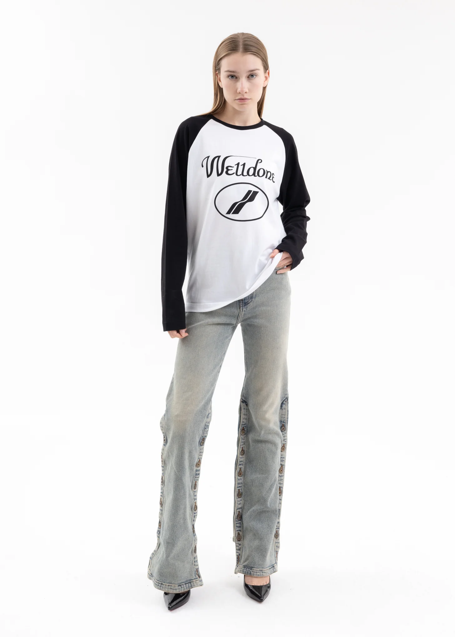 BLACK CURSIVE TIGHT RAGLAN LONG-SLEEVED T-SHIRT - Image 5