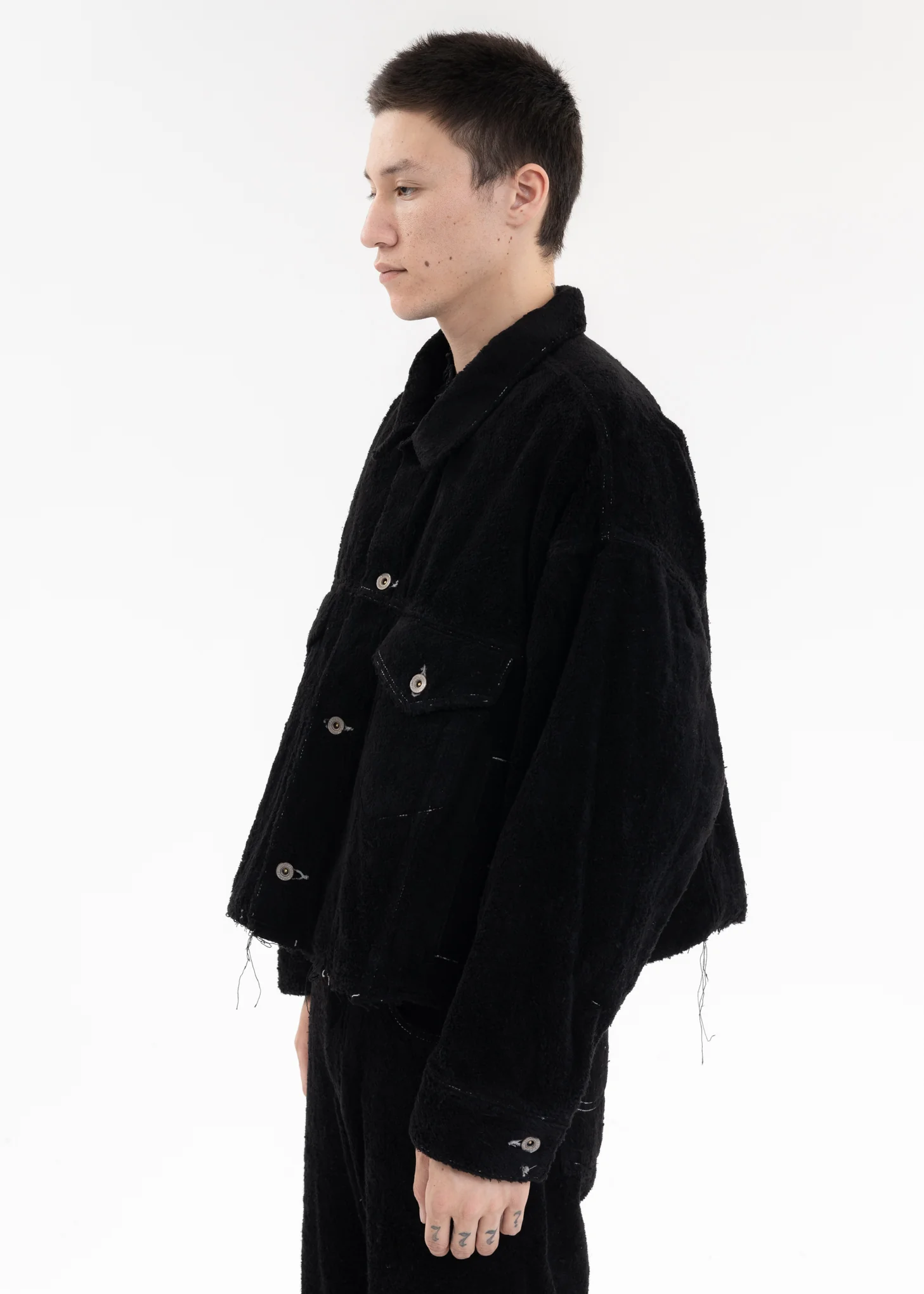 Black CUT OFF FUZZY JACKET - Image 2