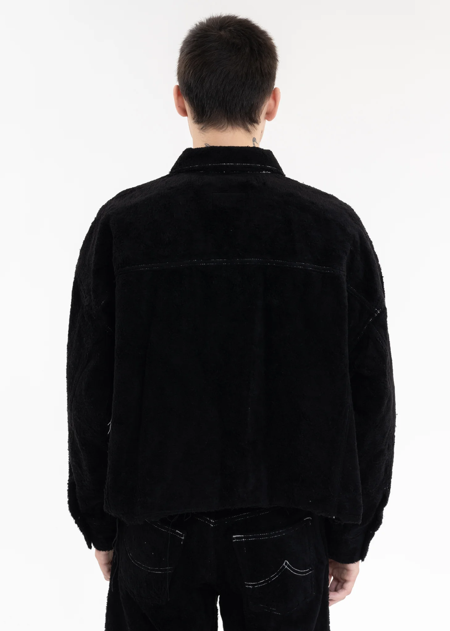 Black CUT OFF FUZZY JACKET - Image 3