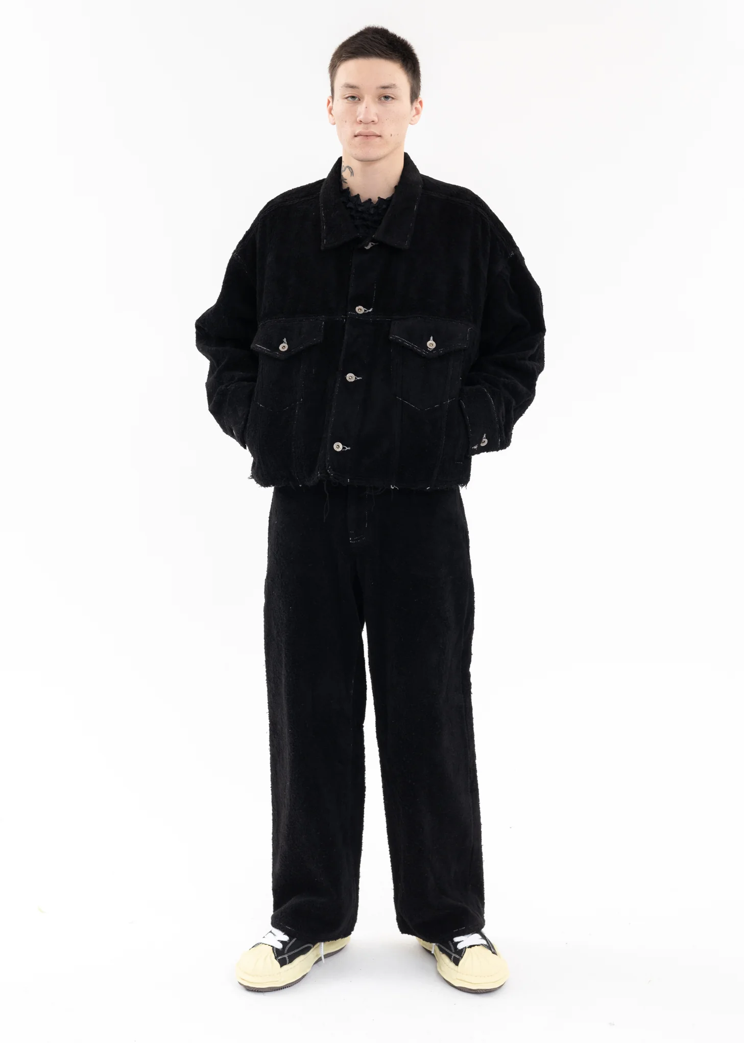 Black CUT OFF FUZZY JACKET - Image 6