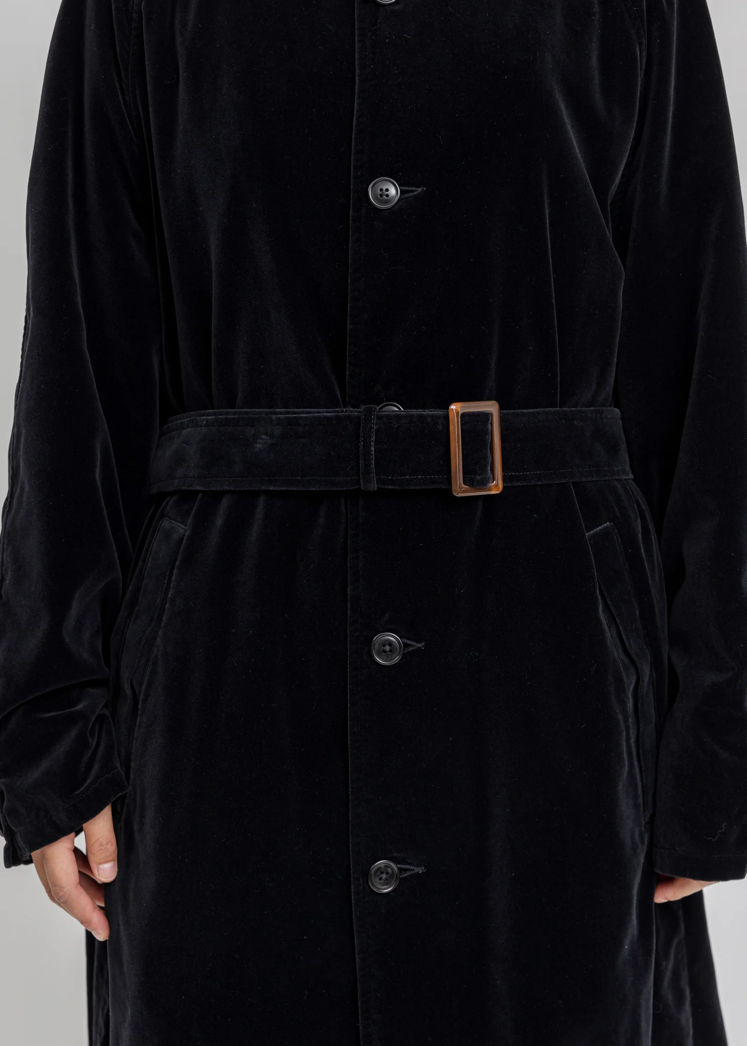 Black Cut Off Velvet Coat - Image 4