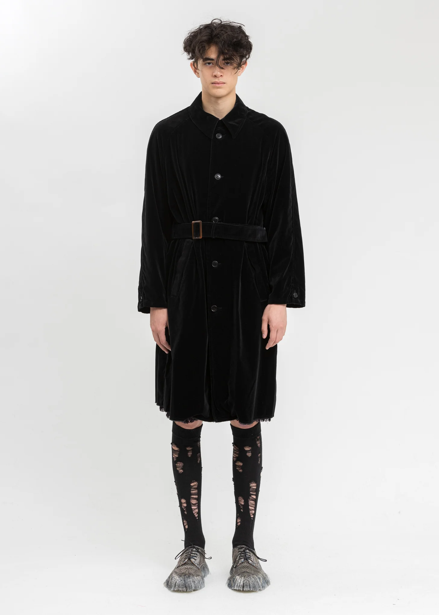 Black Cut Off Velvet Coat