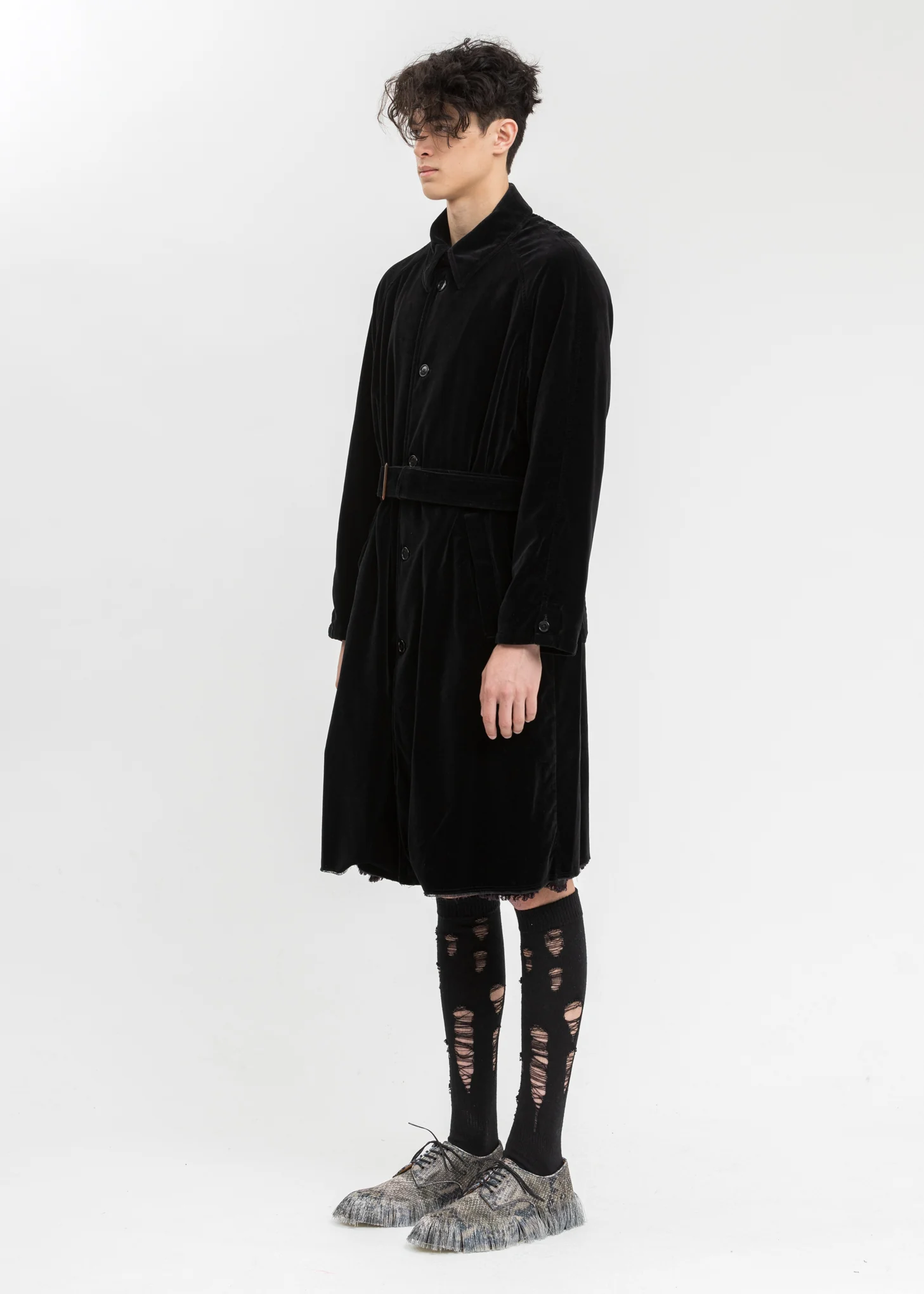 Black Cut Off Velvet Coat - Image 3