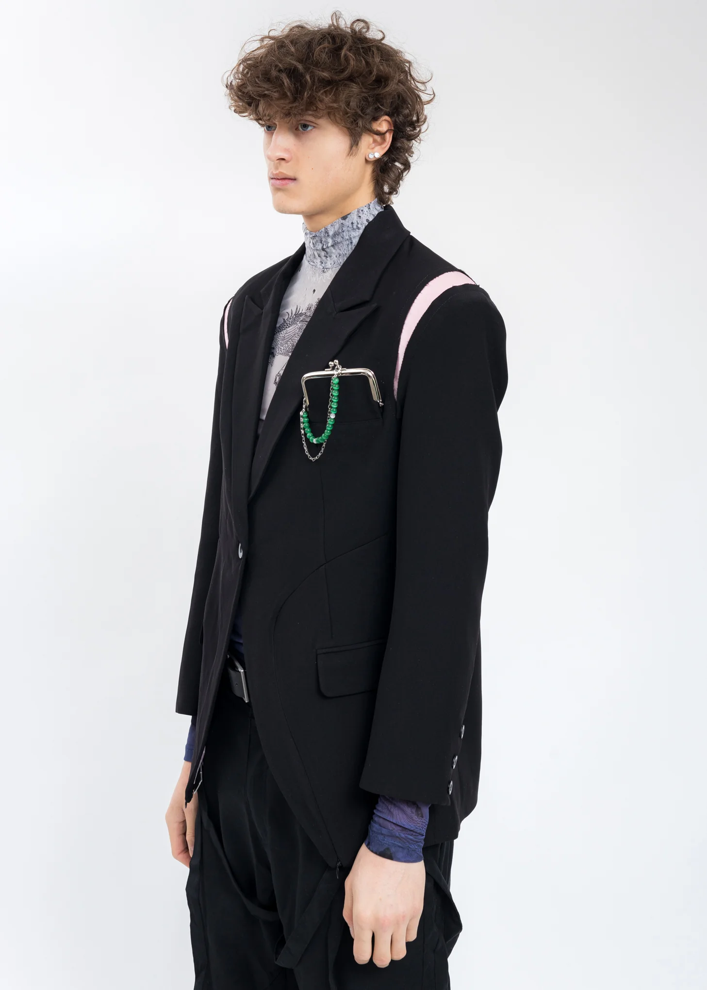 Black Cut Out Blazer With Pocket - Image 3