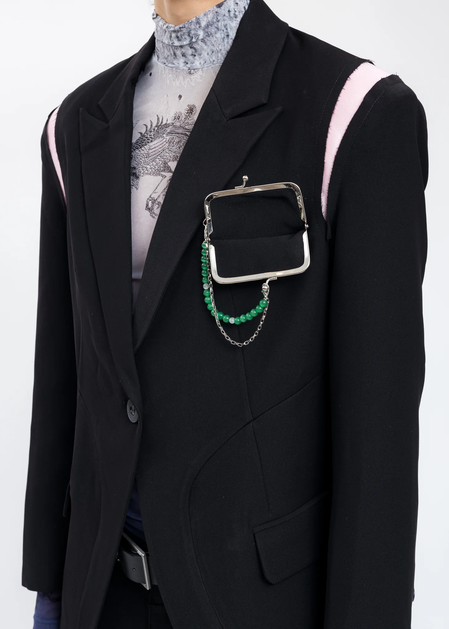 Black Cut Out Blazer With Pocket - Image 5