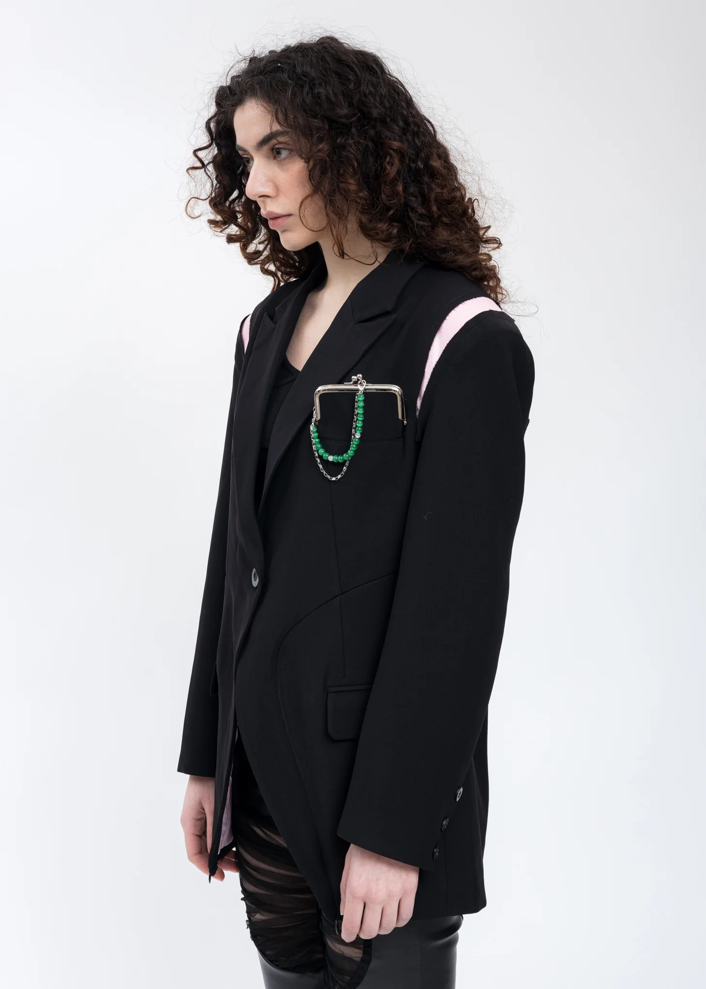 Black Cut Out Blazer With Pocket - Image 3