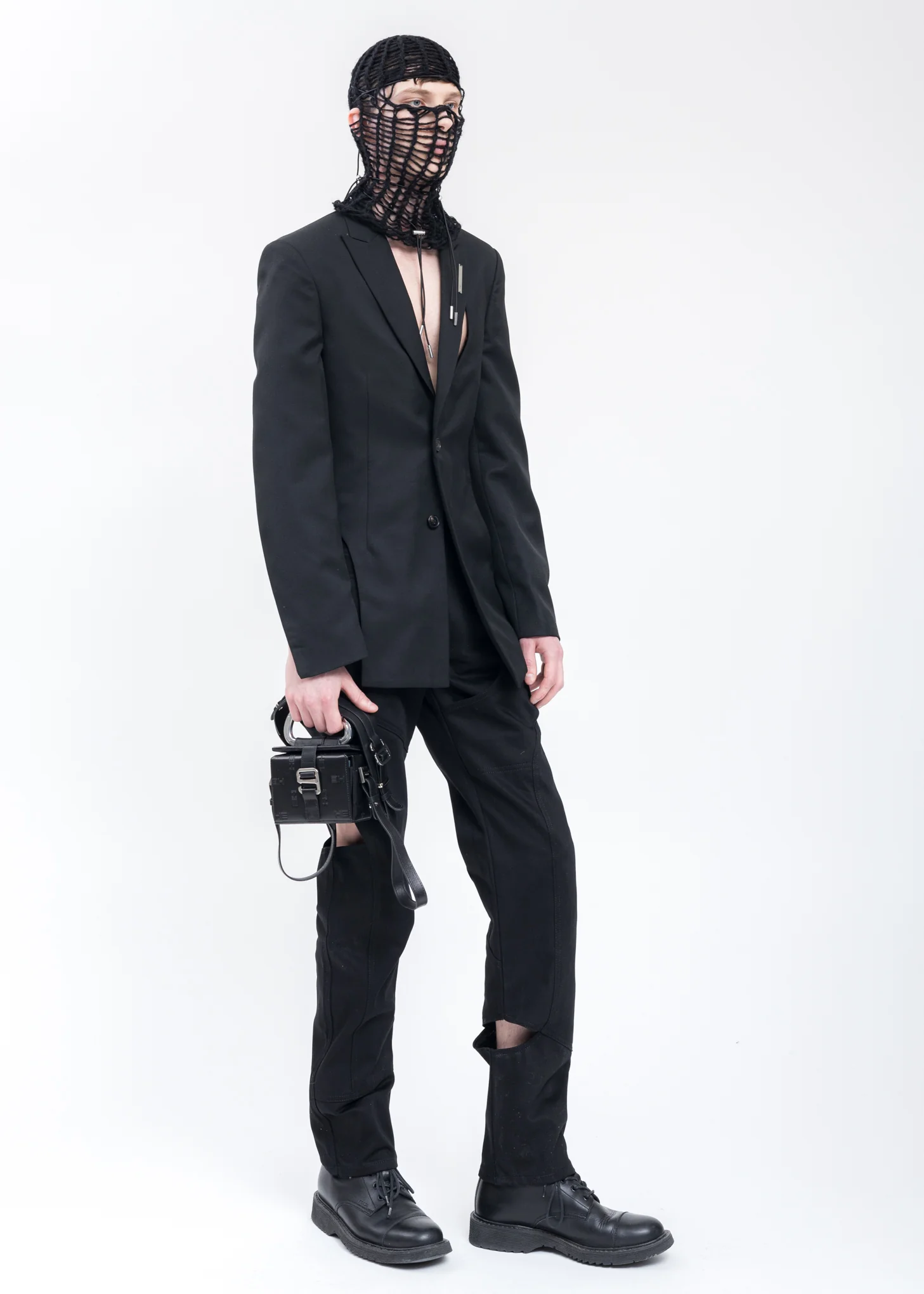 Black Cut Out Denim Trousers - Image 6