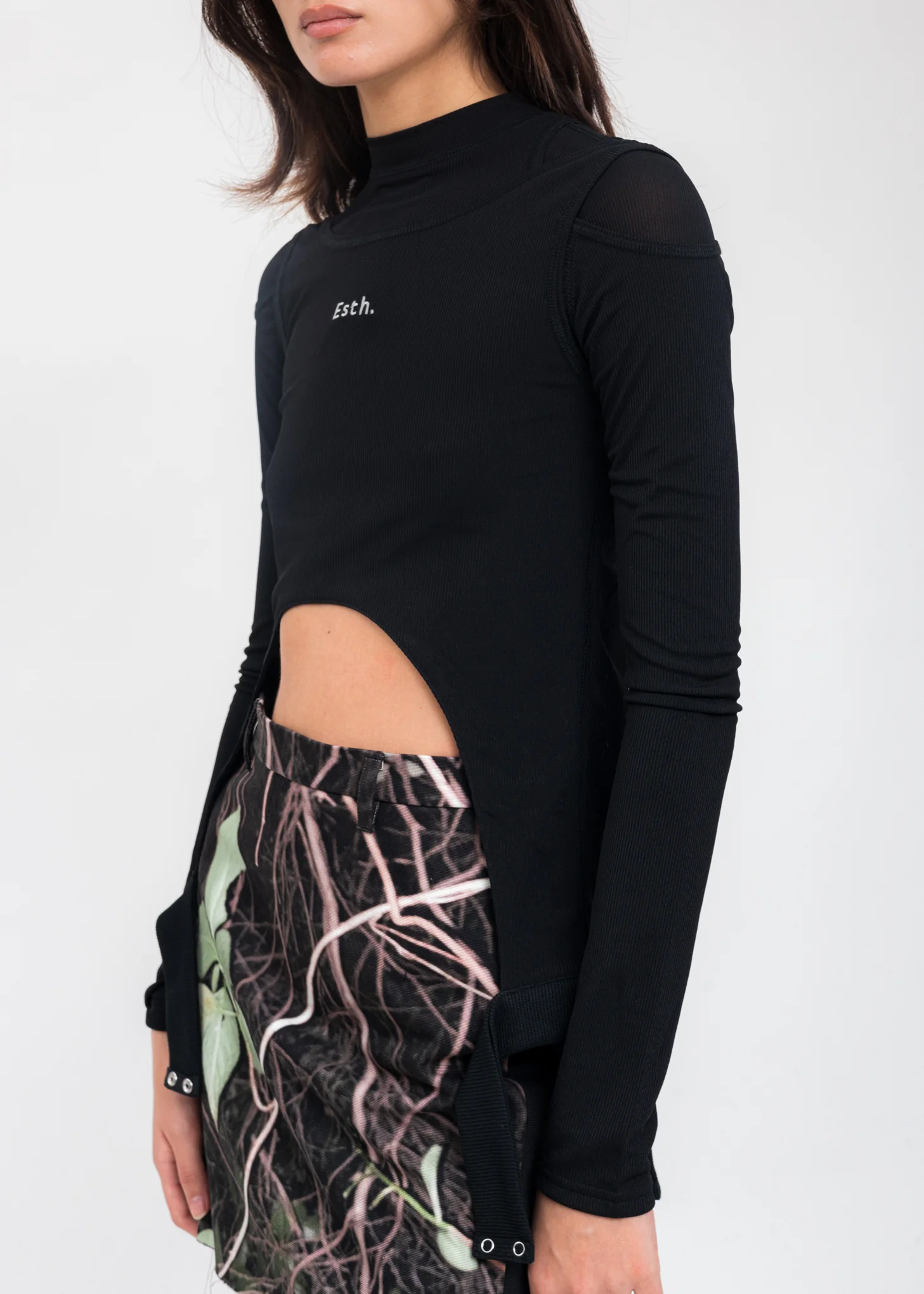 Black Cut Out Layered Long Sleeves - Image 2