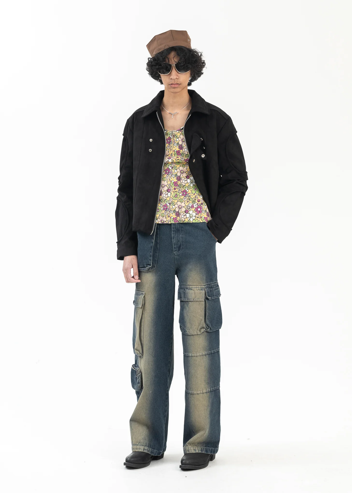 BLACK CUT OUT SUEDE LEATHER JACKET - Image 5