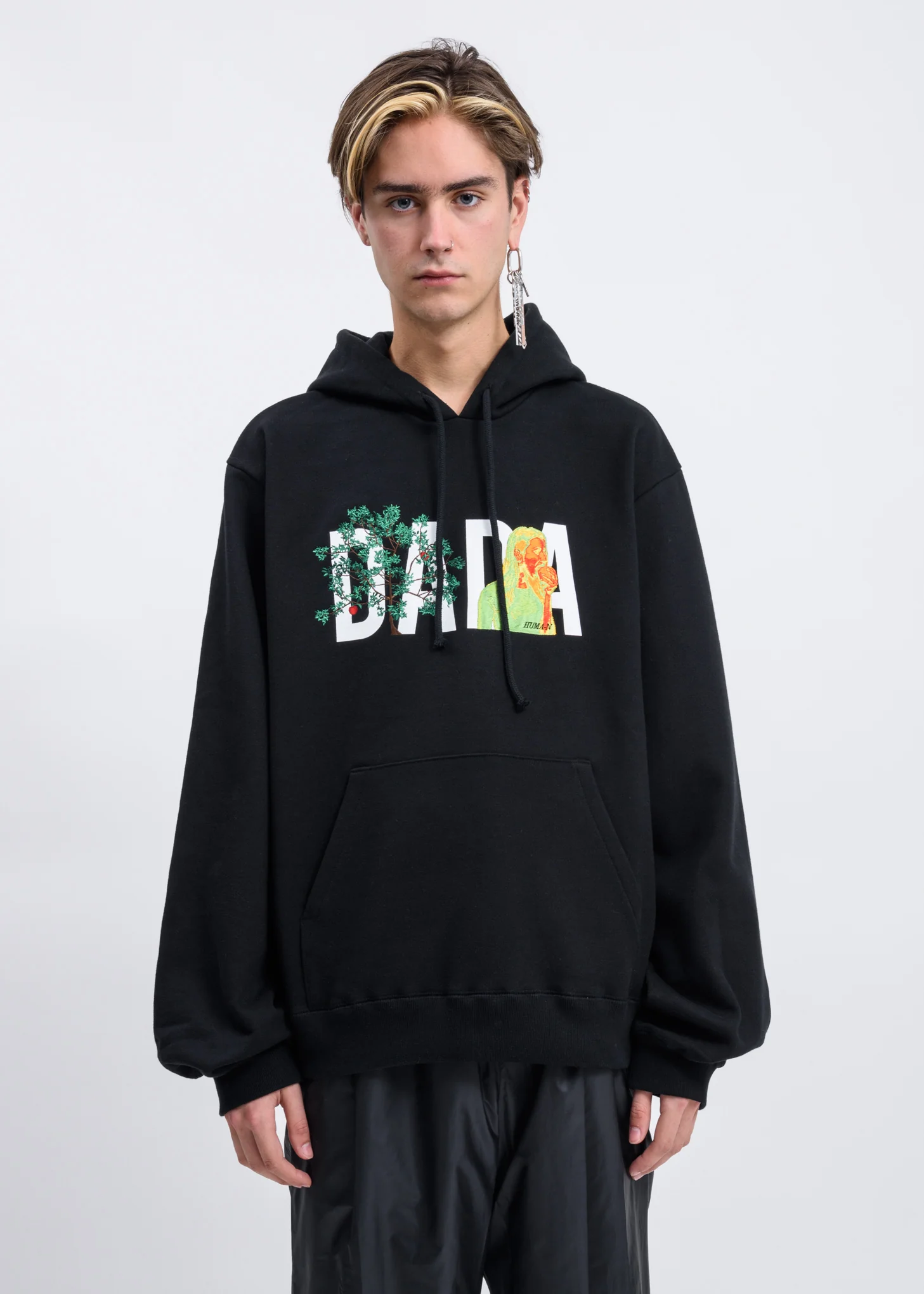 Black DADA Logo Embroidery Hoodie