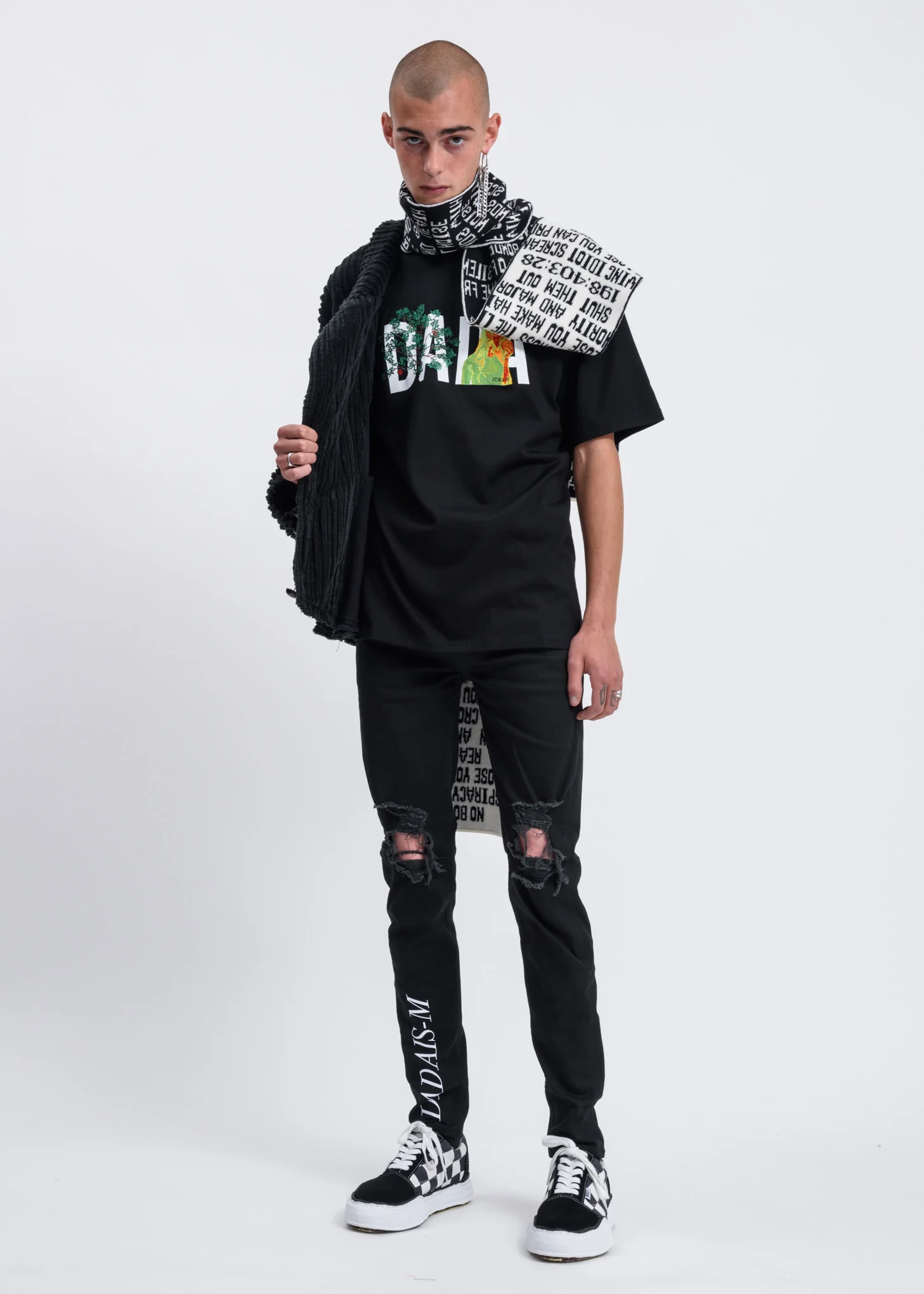 Black DADA Logo Embroidery T-shirt - Image 5