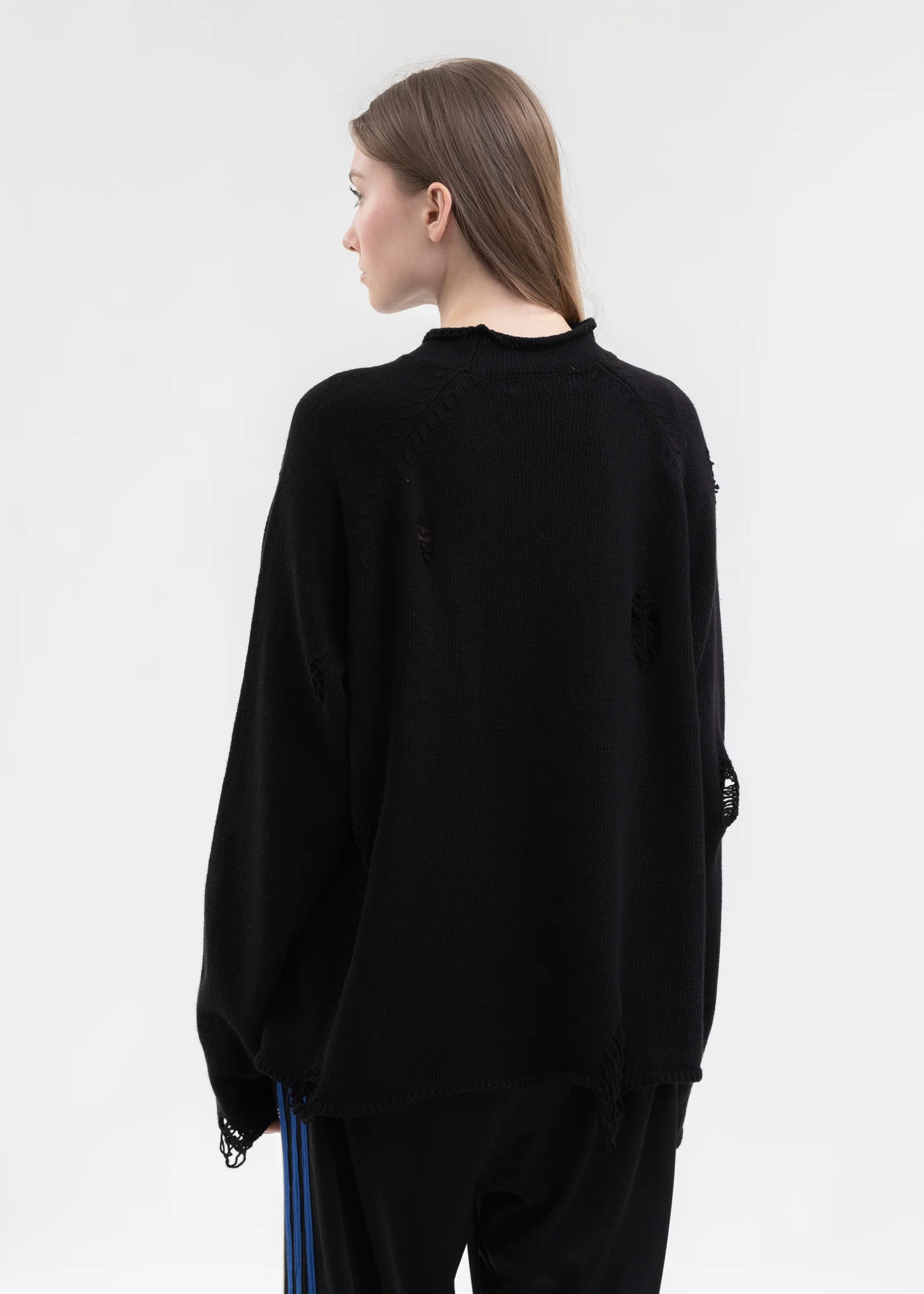 Black DAMAGE COTTON CREW NECK KNIT - Image 2
