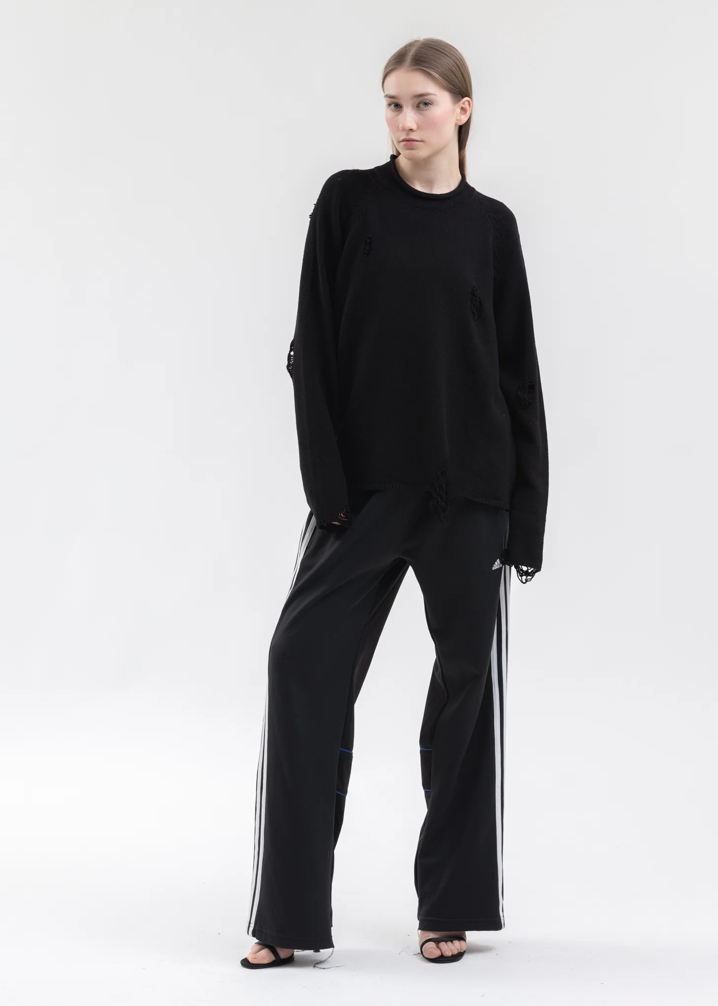 Black DAMAGE COTTON CREW NECK KNIT - Image 5