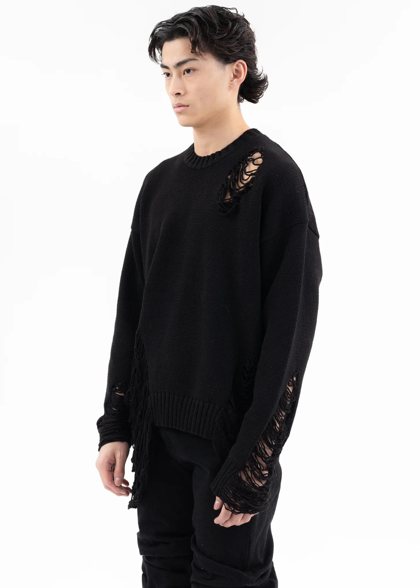 Black DAMAGE COTTON KNIT - Image 3