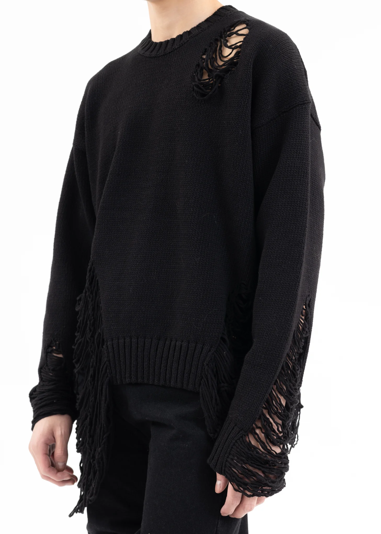 Black DAMAGE COTTON KNIT - Image 5