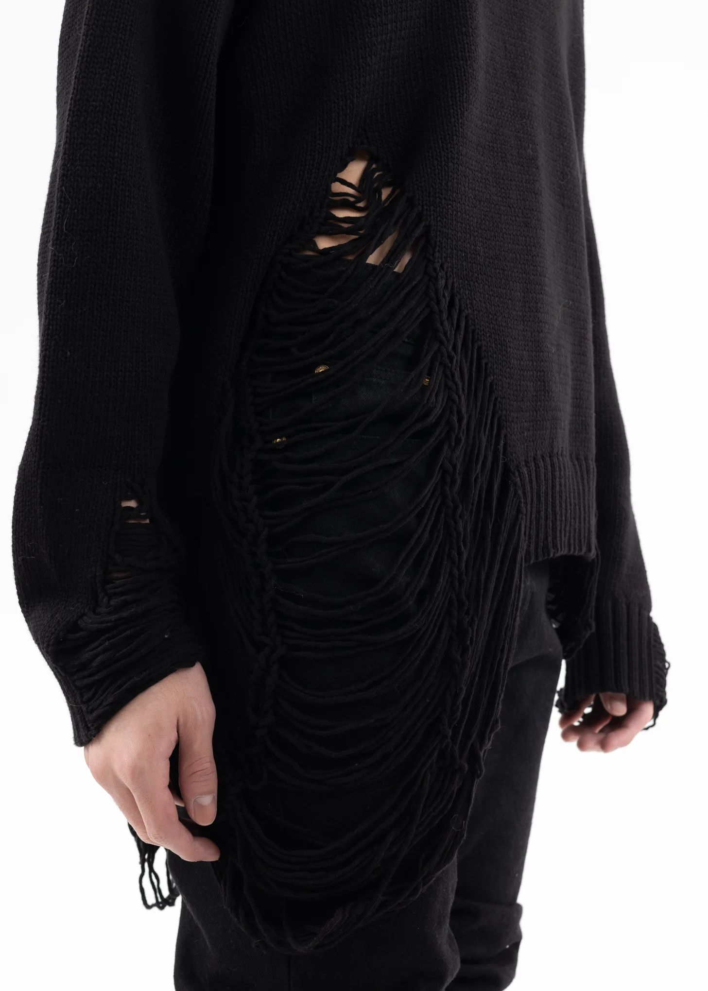Black DAMAGE COTTON KNIT - Image 6