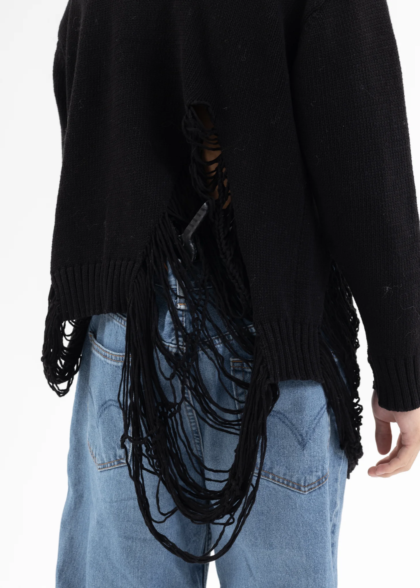 Black DAMAGE COTTON KNIT CARDIGAN - Image 4