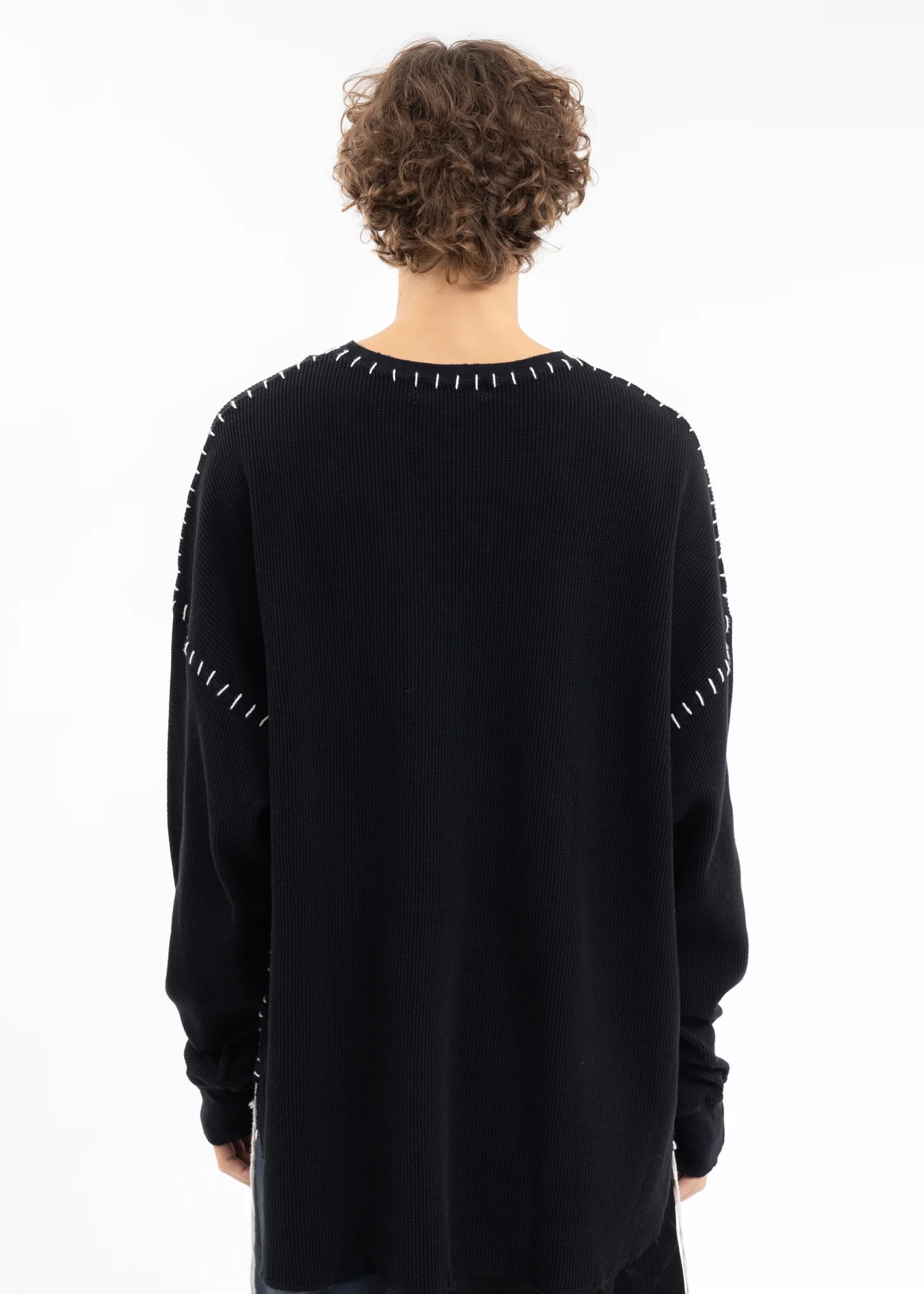 Black DAMAGE WAFFLE CUT LONG SLEEVES - Image 4