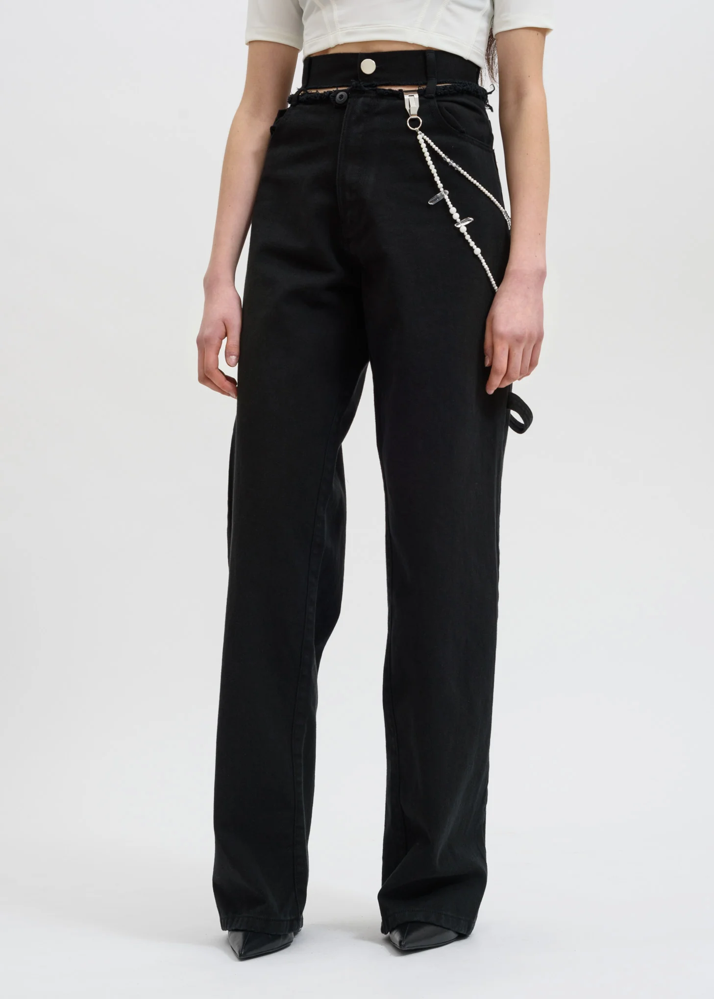 Black Damaged Denim Pants