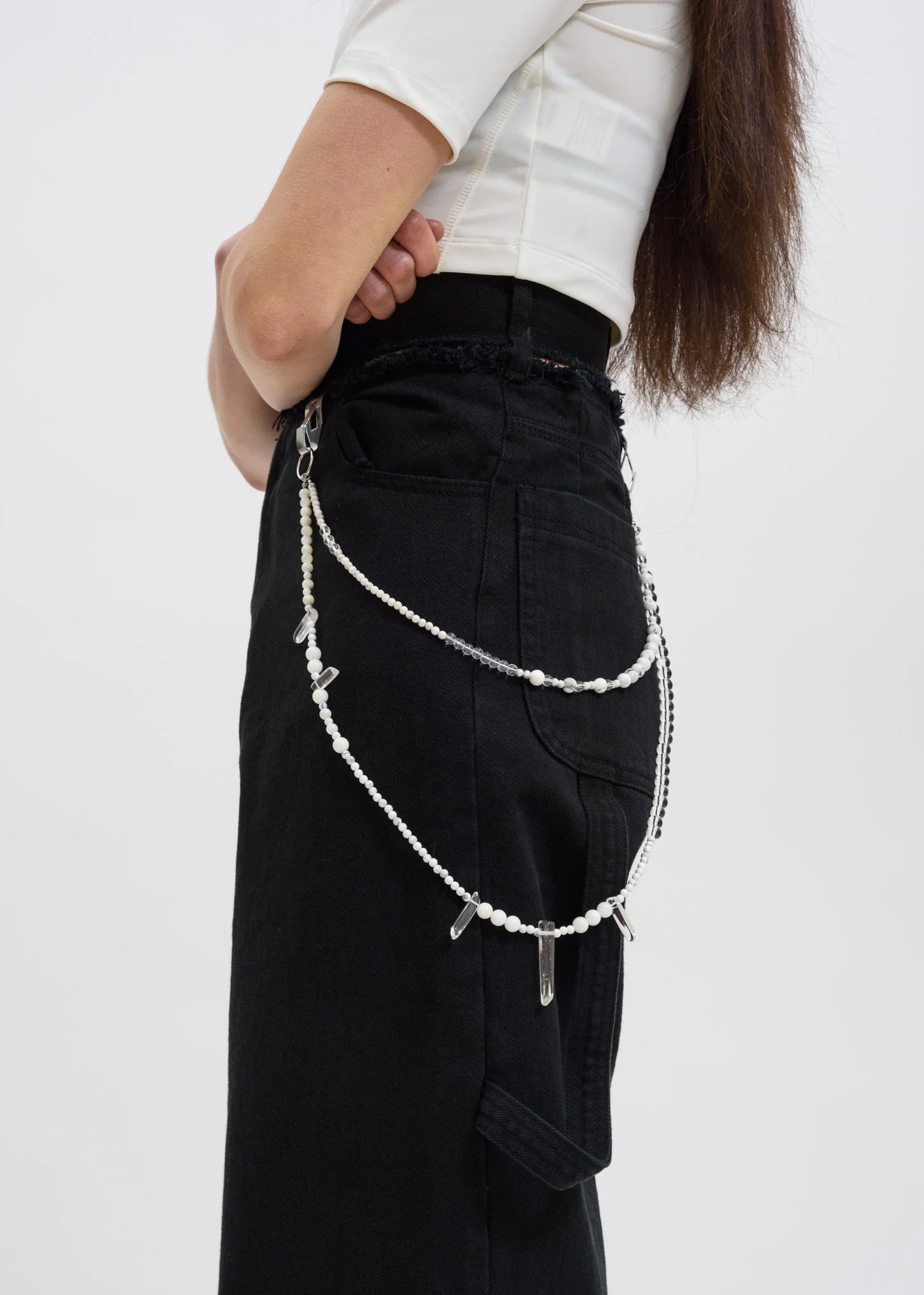 Black Damaged Denim Pants - Image 2