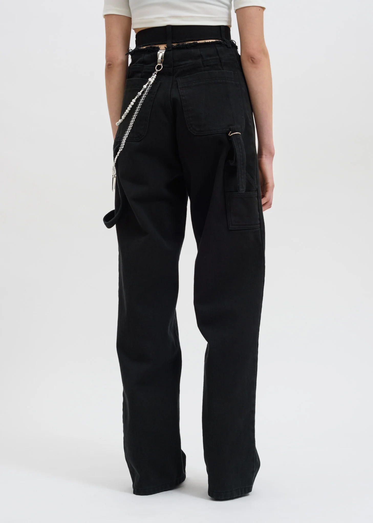 Black Damaged Denim Pants - Image 4