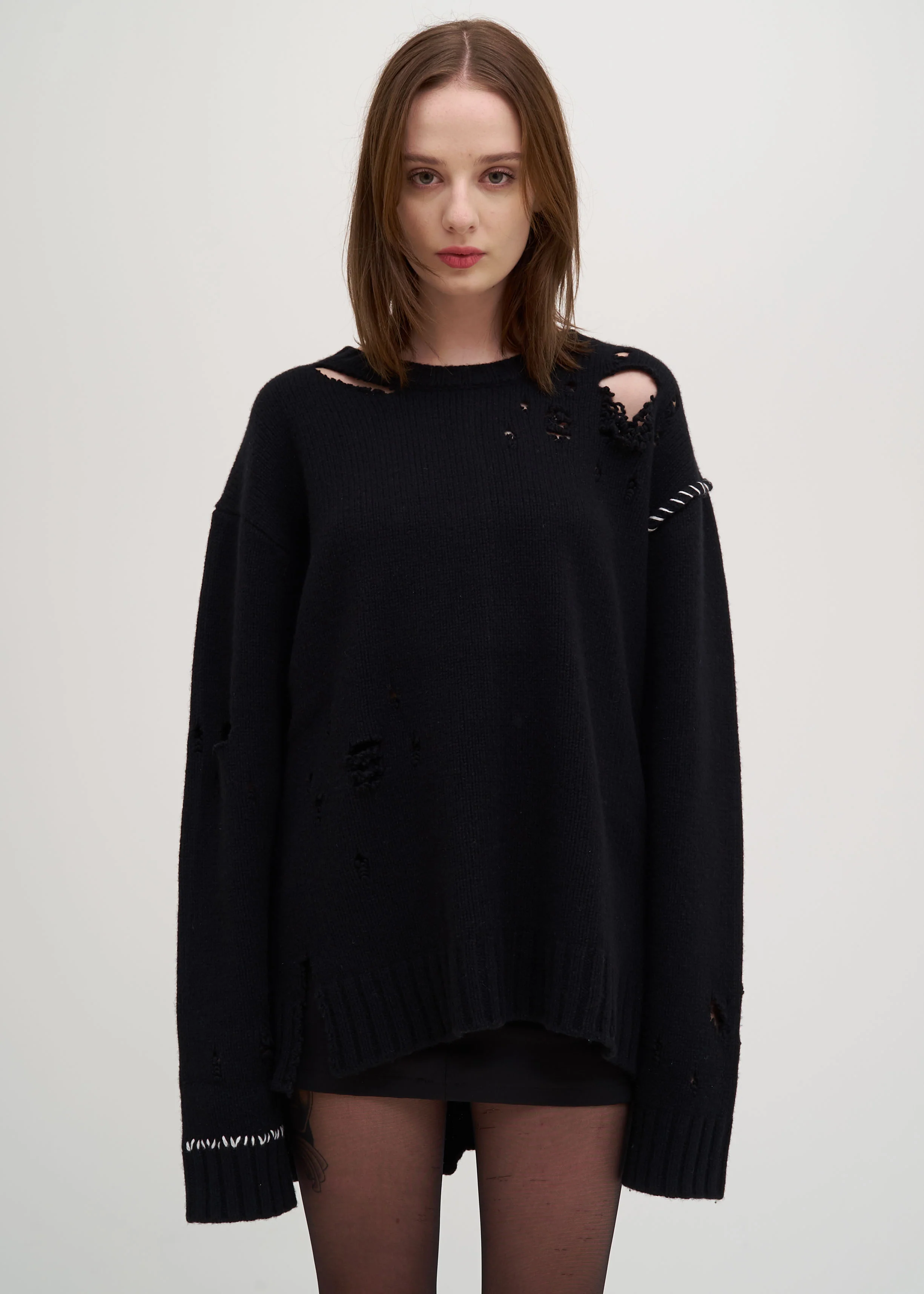 Black Damaged Knit