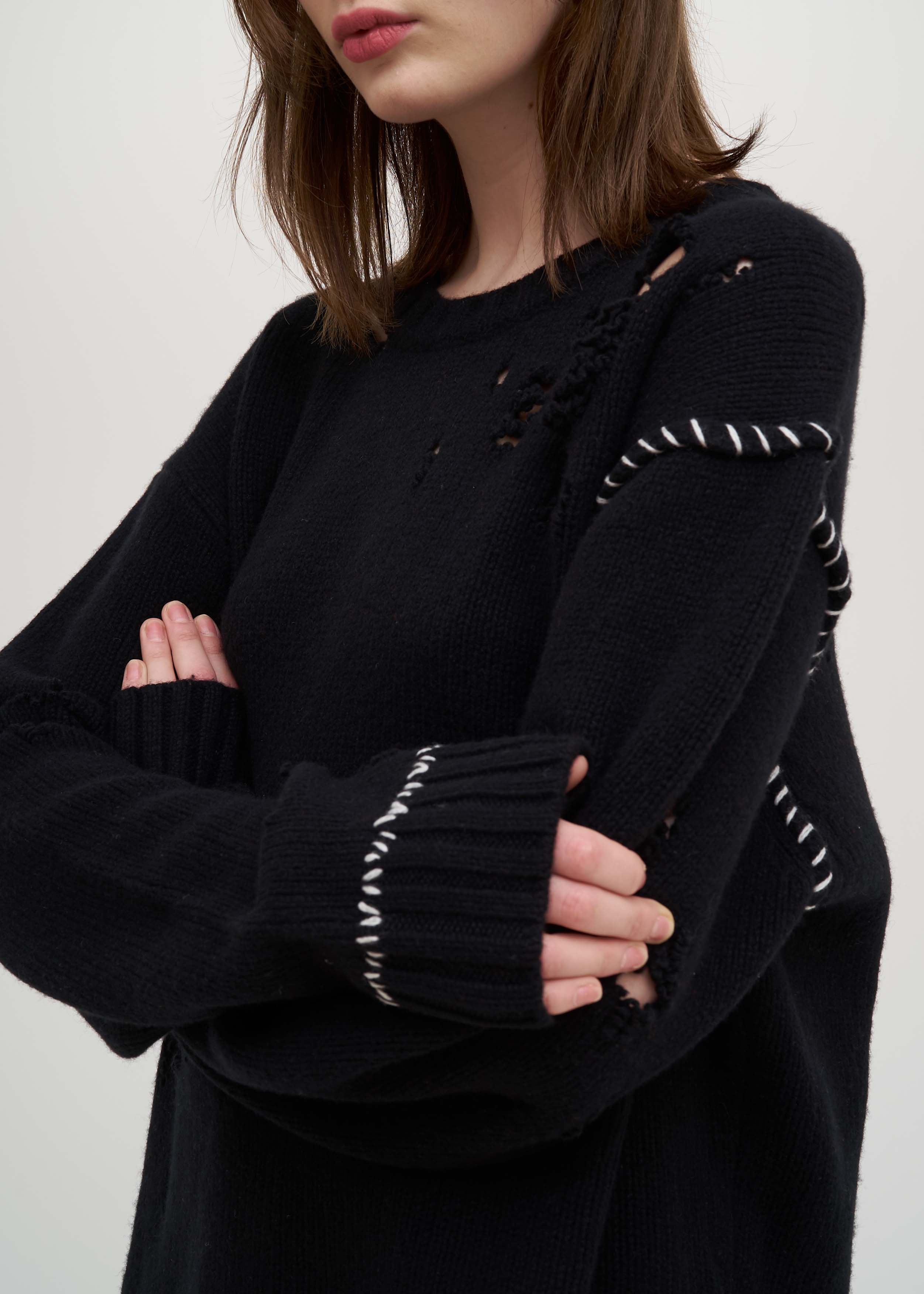Black Damaged Knit - Image 4