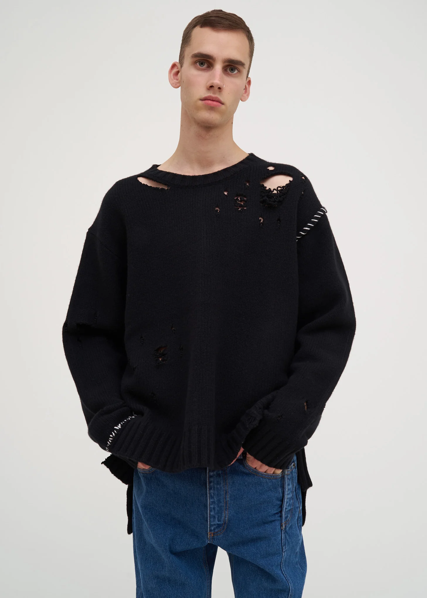 Black Damaged Knit