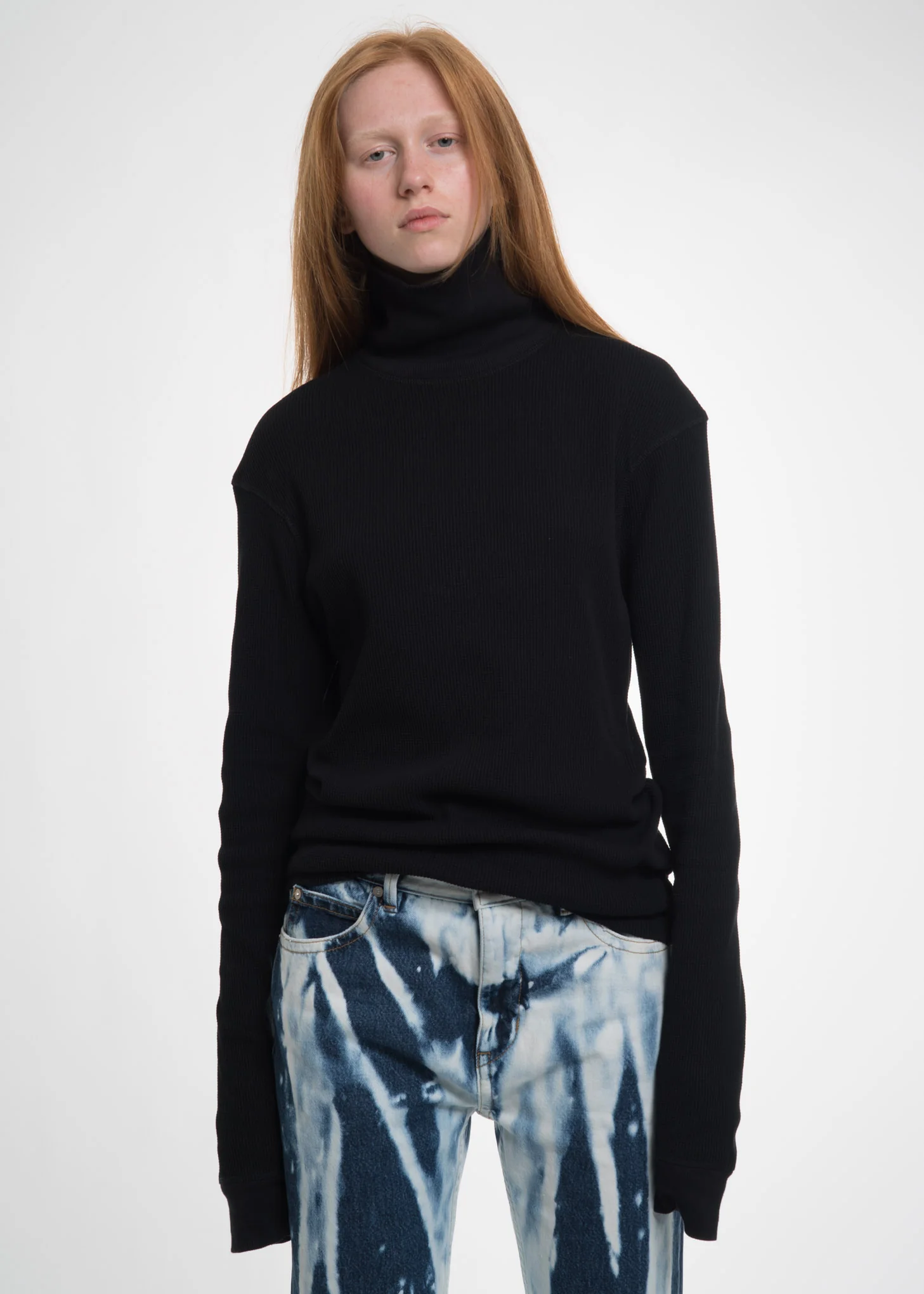 Black Dart Sleeve Turtleneck