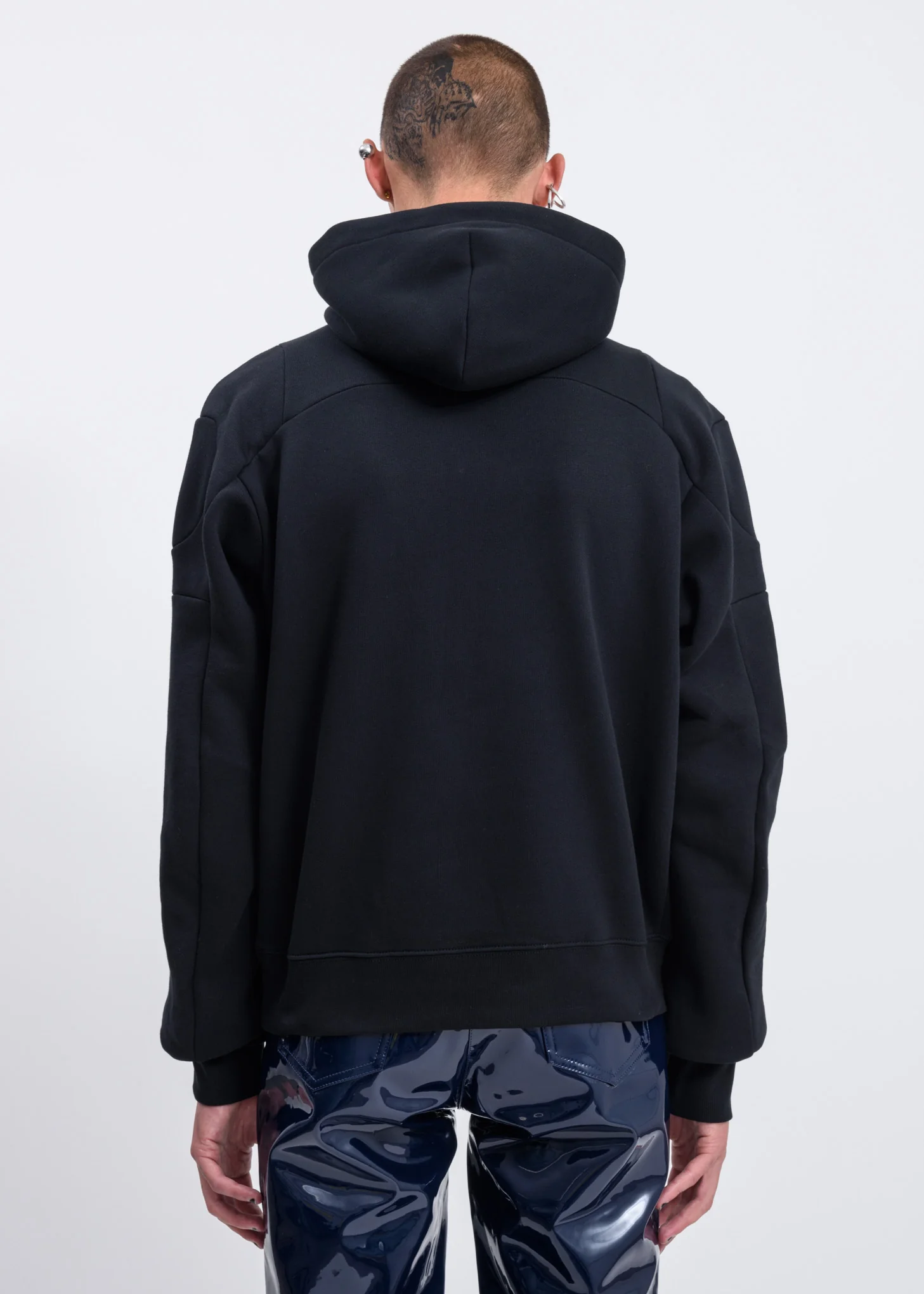 Black Dash Patchwork Hoodie w/ Zip - Image 3