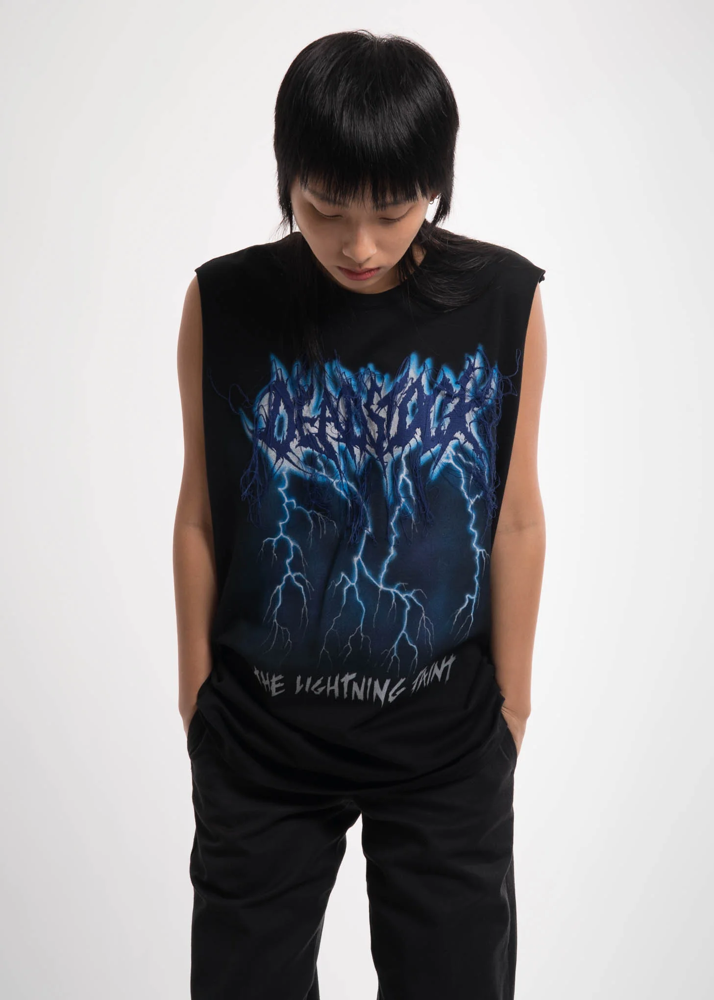 Black Deadstock Embroidery Tank