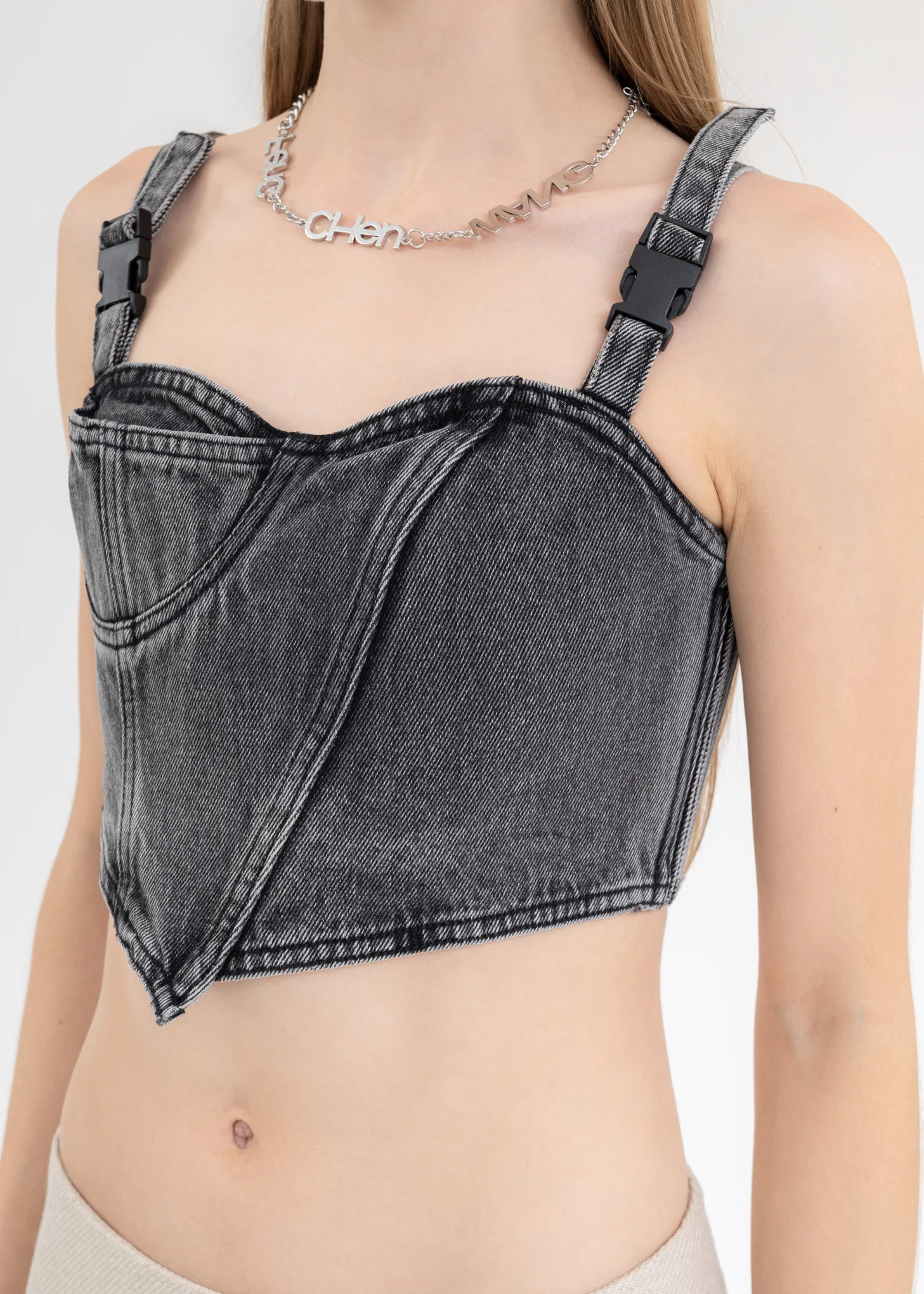 BLACK DECONSTRUCTED DENIM VEST - Image 2