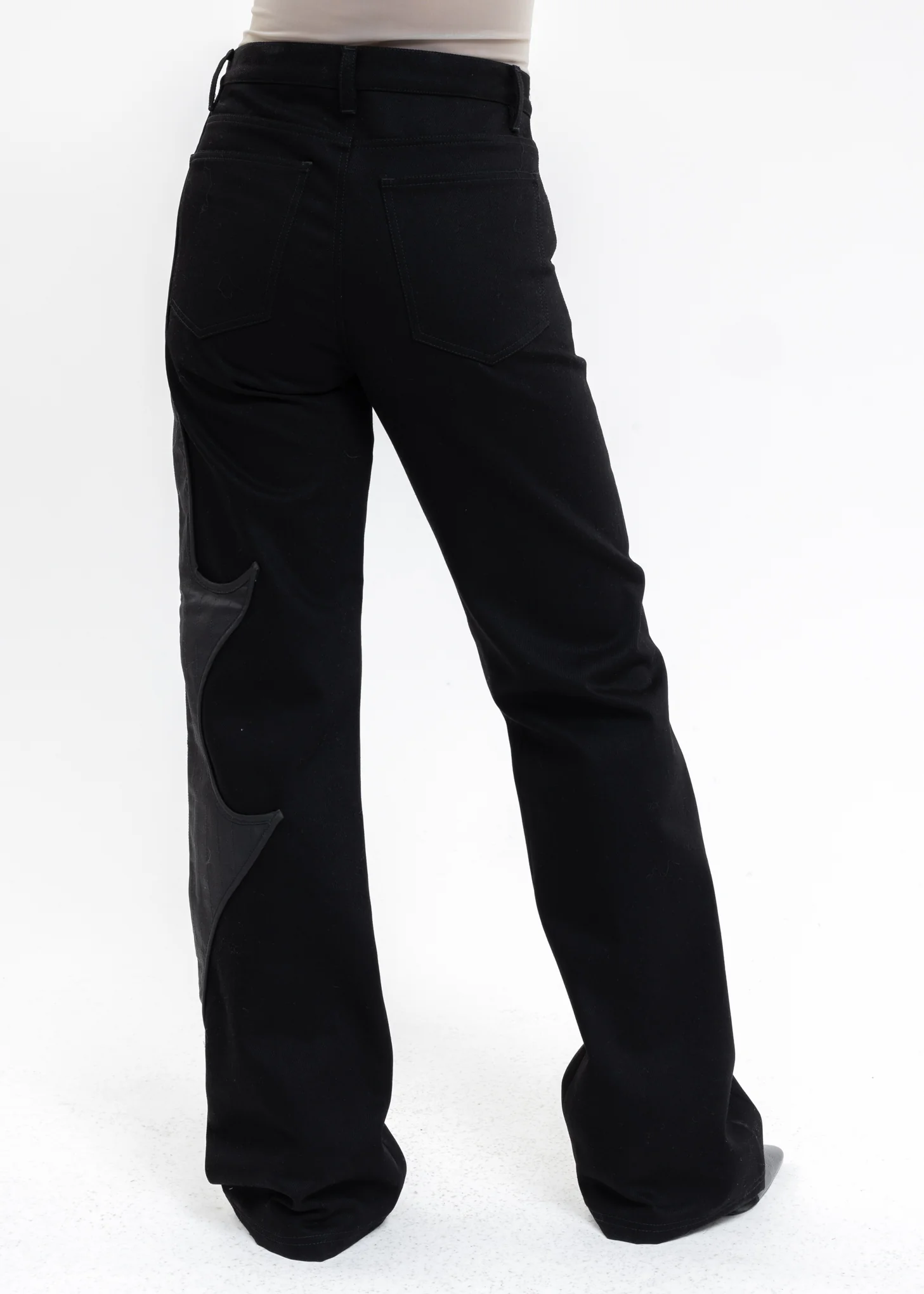 Black Denim Pants With Contrast Detail - Image 3