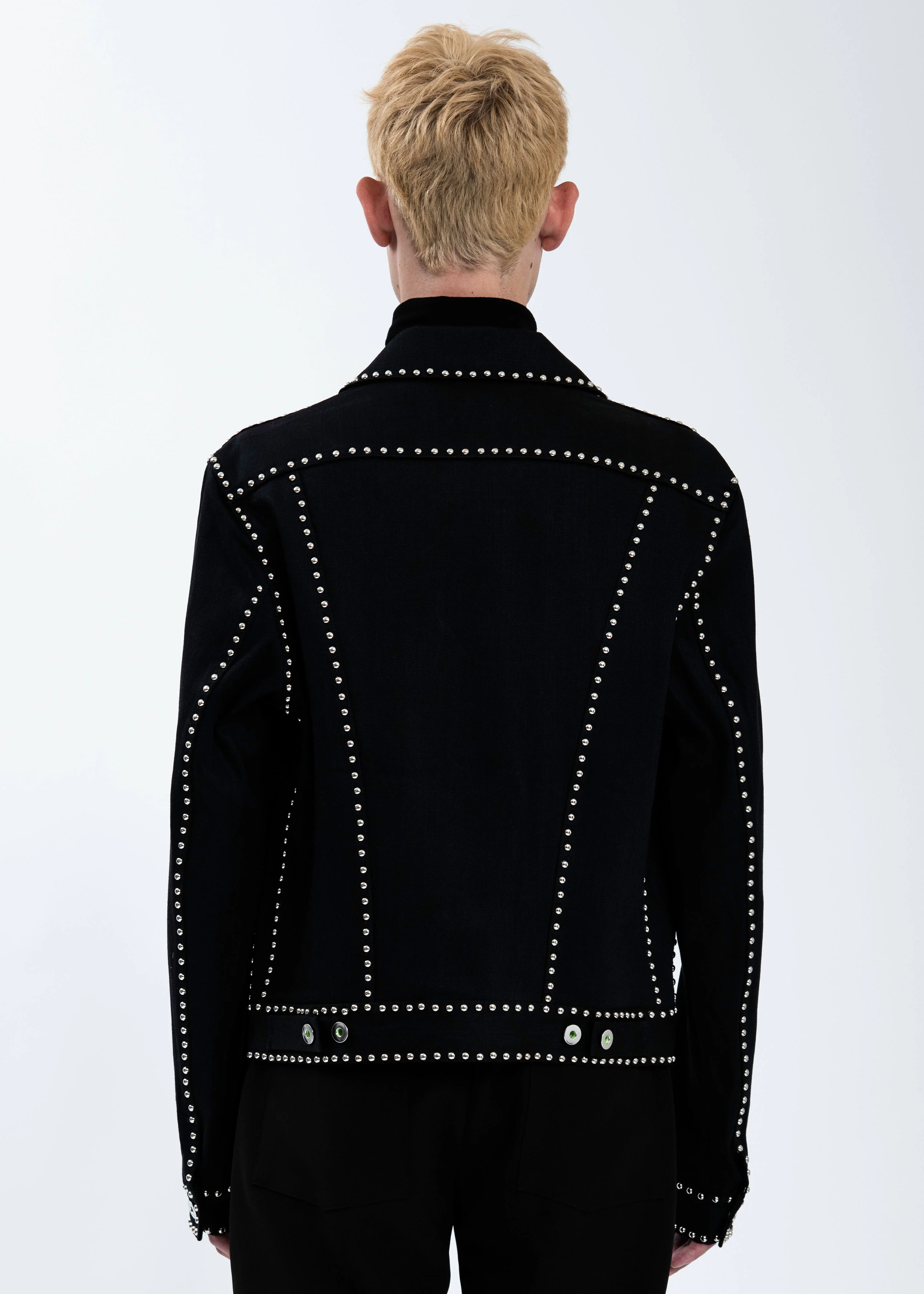 Black Studded Denim Jacket - Image 5