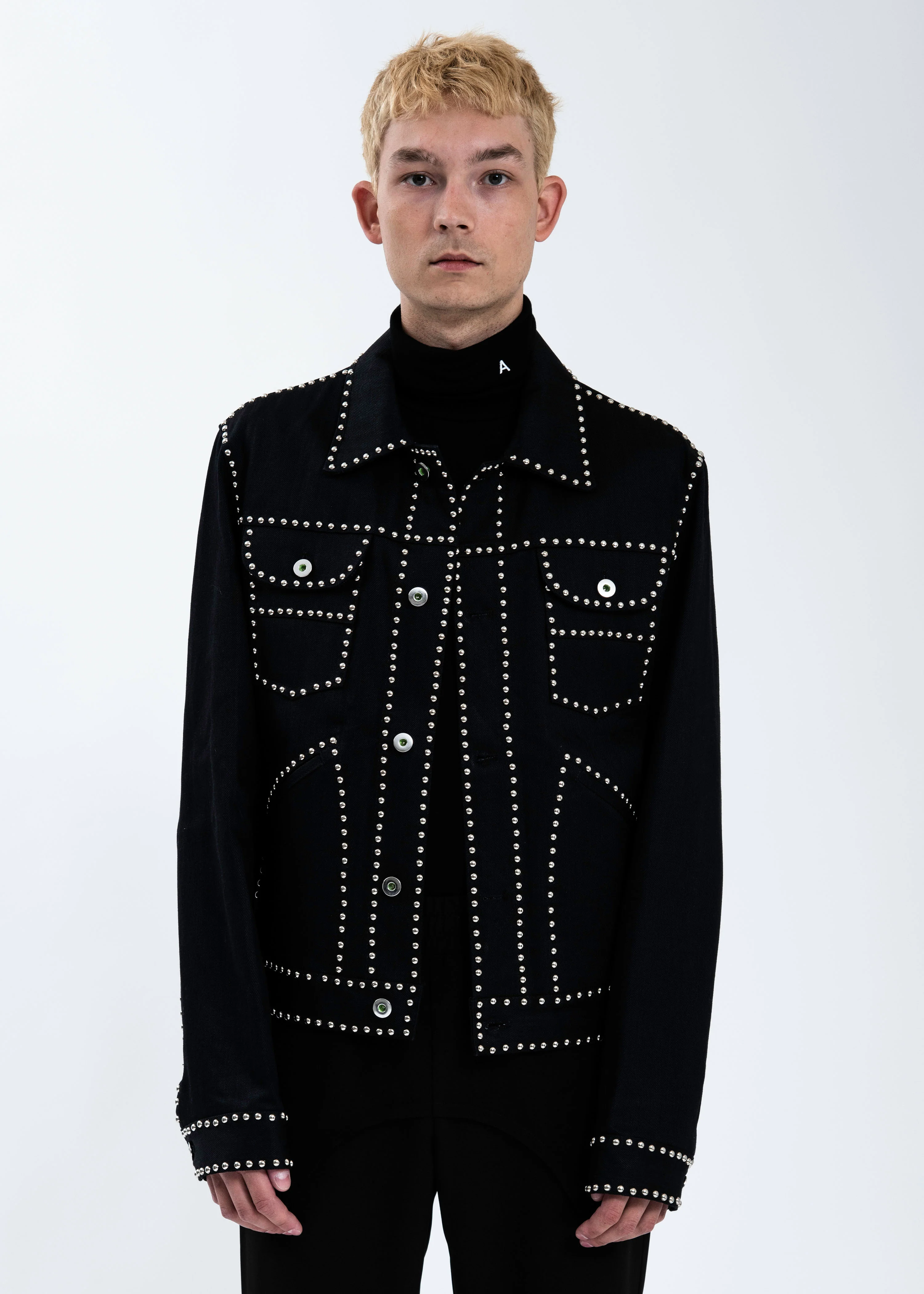 Black Studded Denim Jacket - Image 6