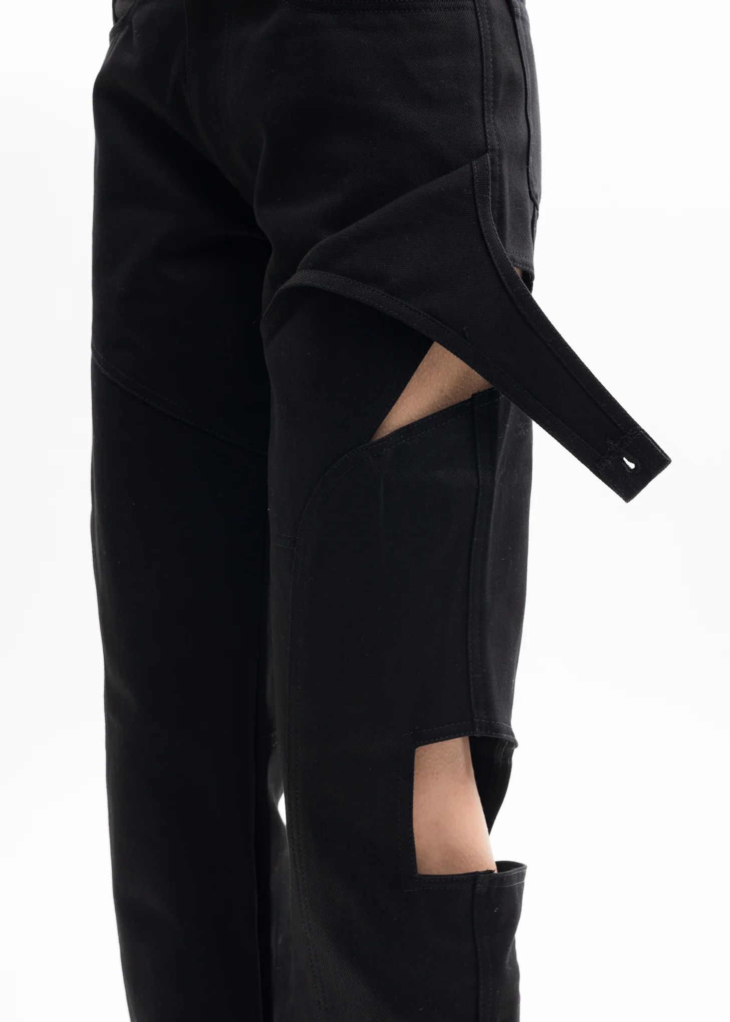Black Cut Out Denim Trousers - Image 4