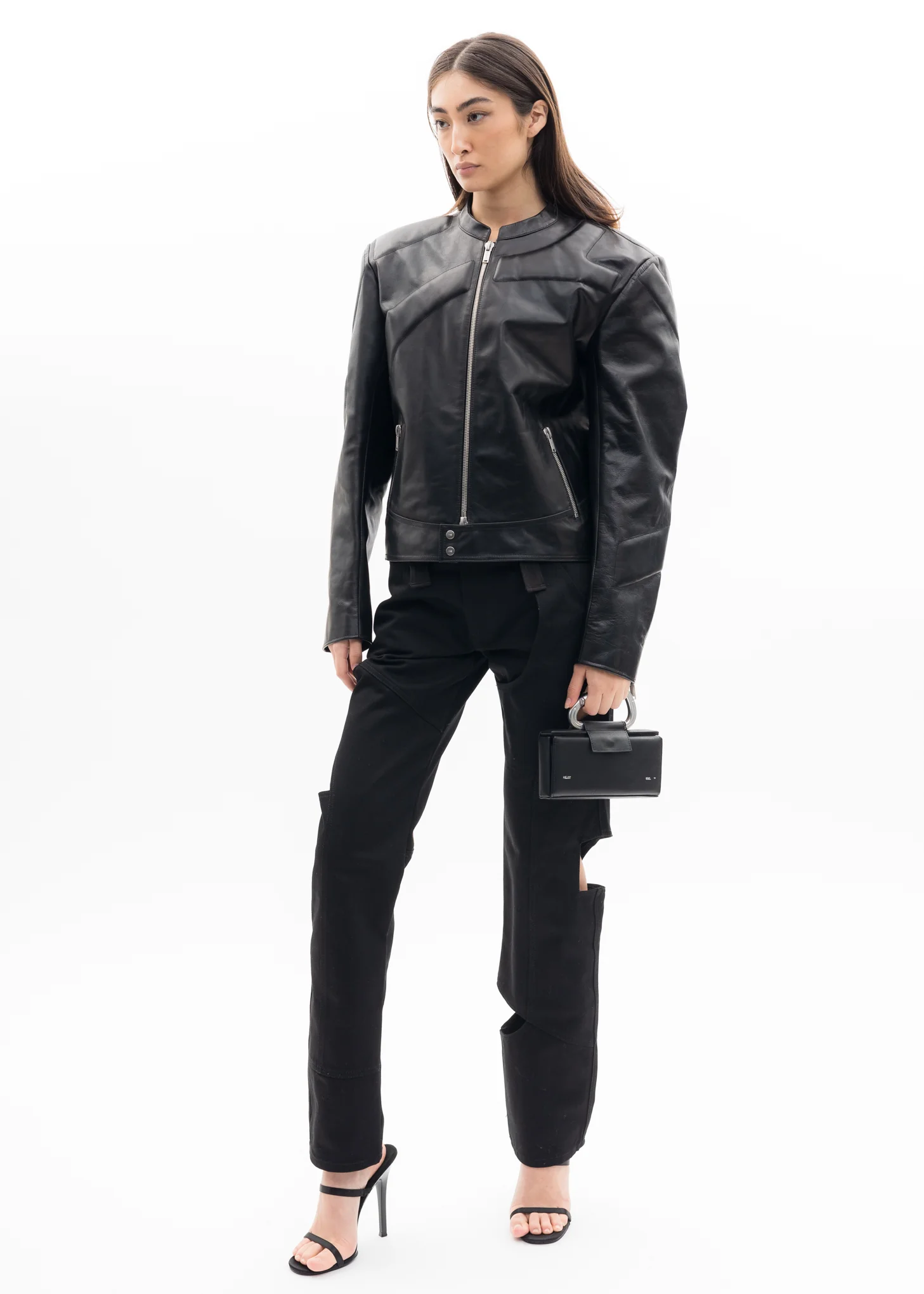 Black Cut Out Denim Trousers - Image 8