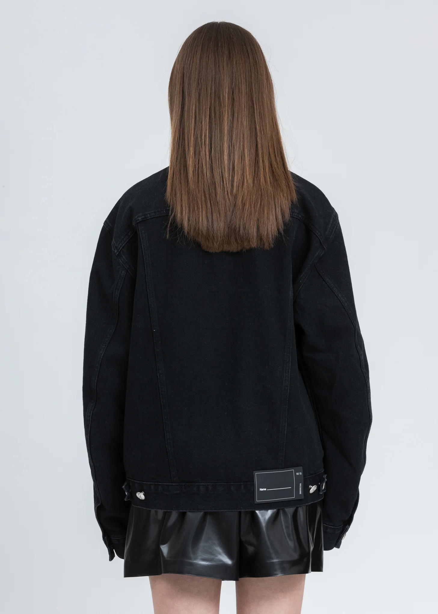 Black Denim WD Logo Zipper Detail Jacket - Image 4
