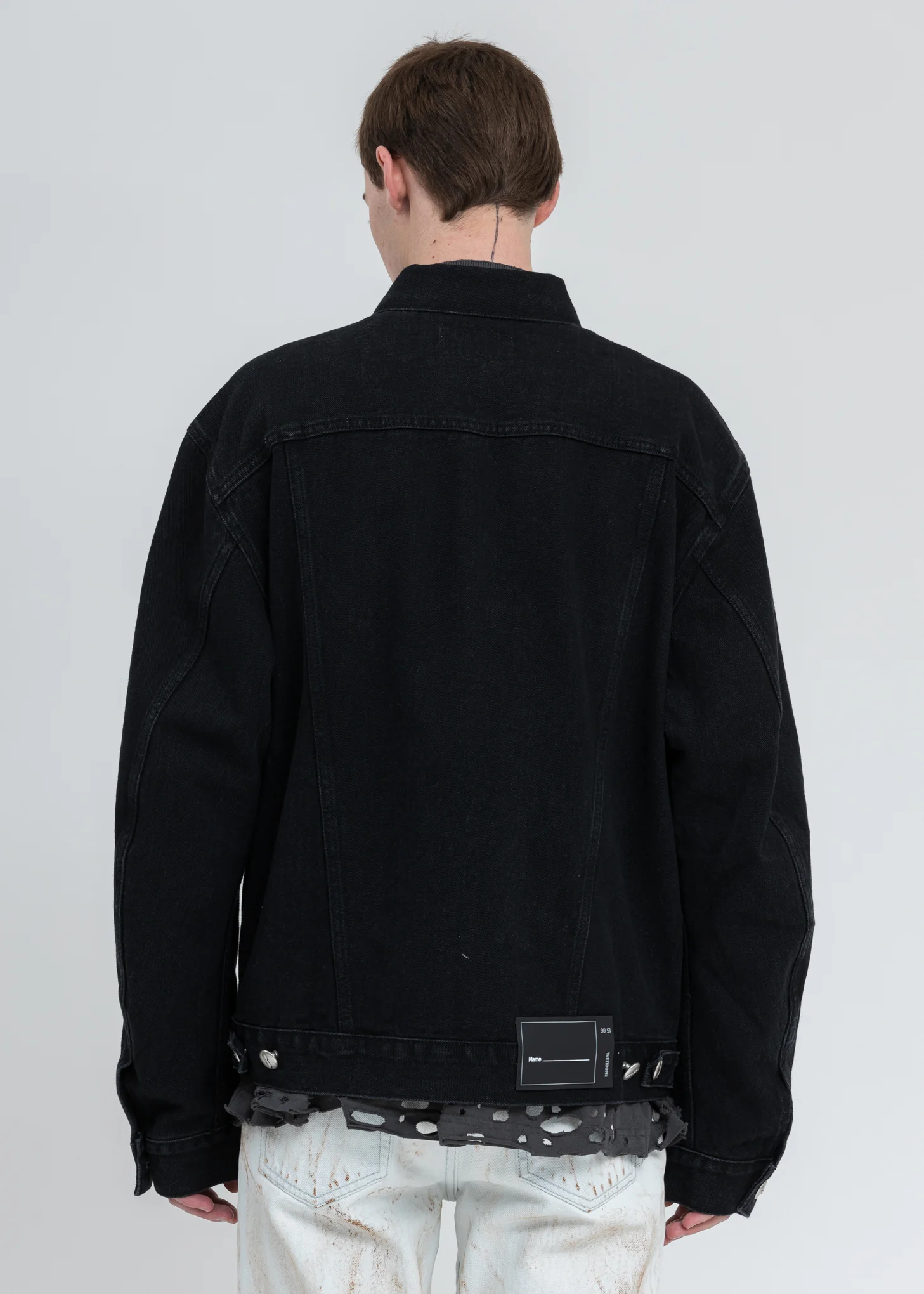 Black Denim WD Logo Zipper Detail Jacket - Image 5