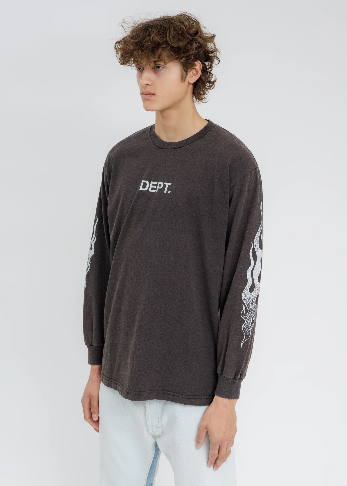 Black DEPT FLAMES Long Sleeves T-Shirt - Image 3