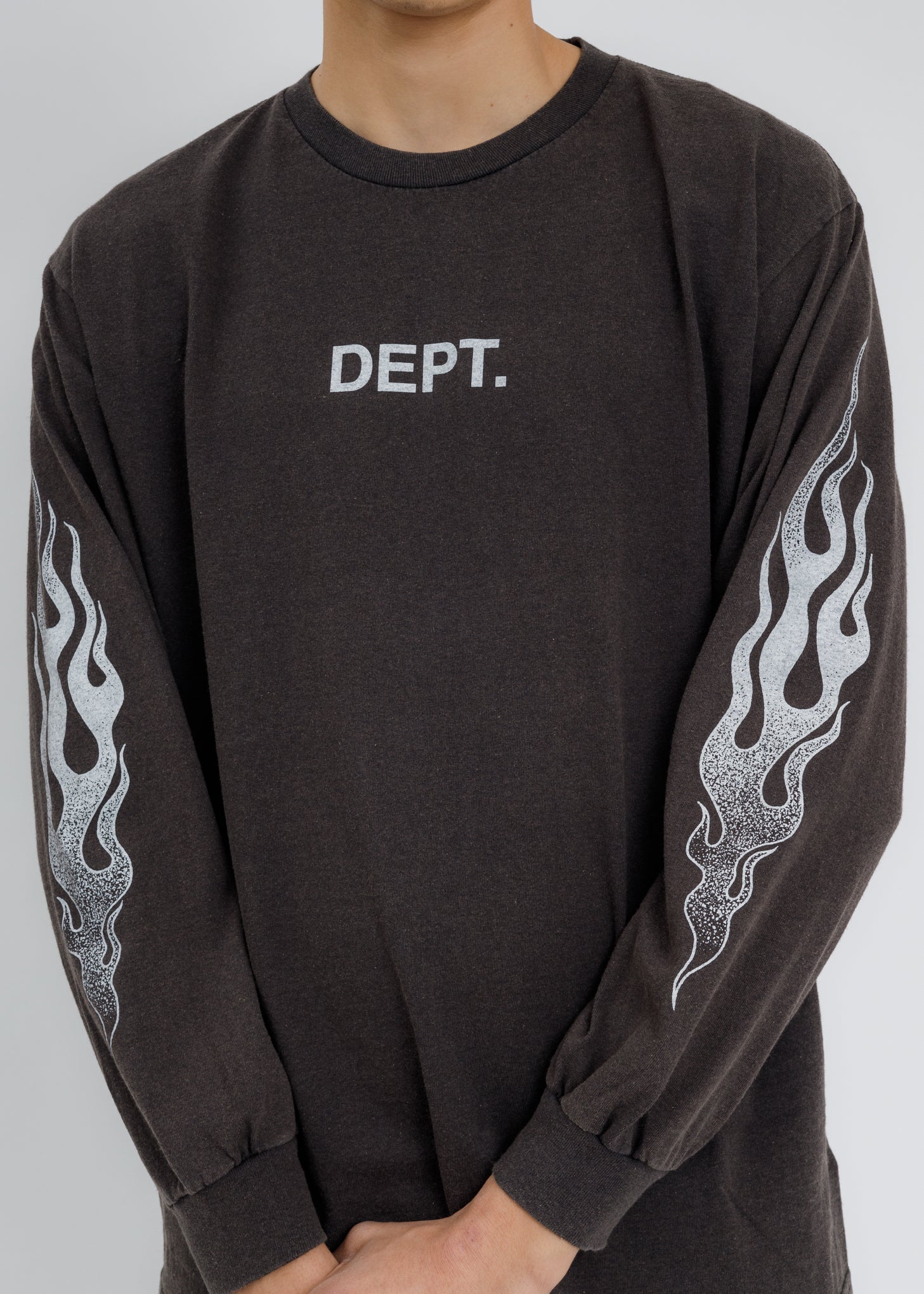 Black DEPT FLAMES Long Sleeves T-Shirt - Image 5